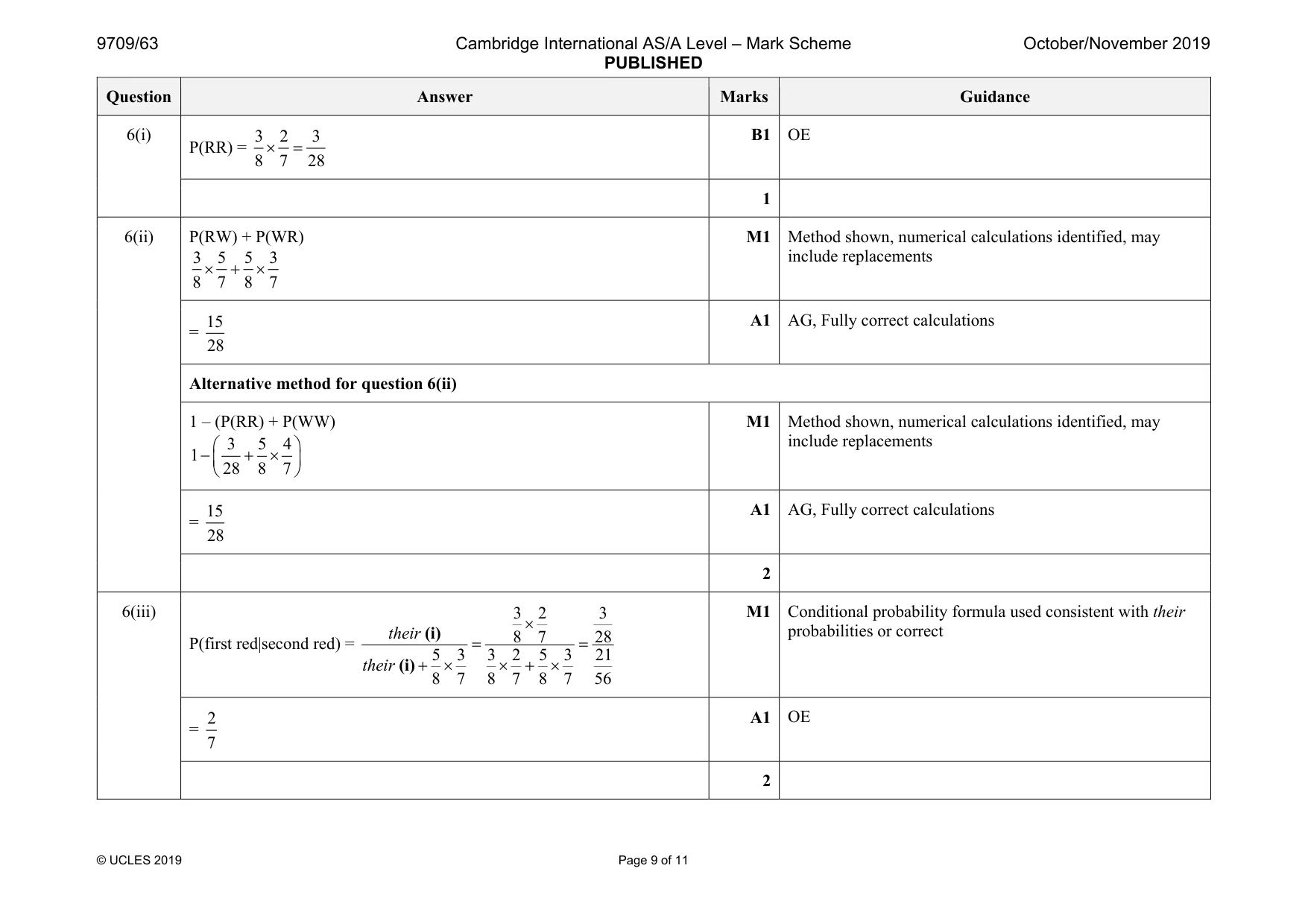 Mark scheme, page 9 of 11