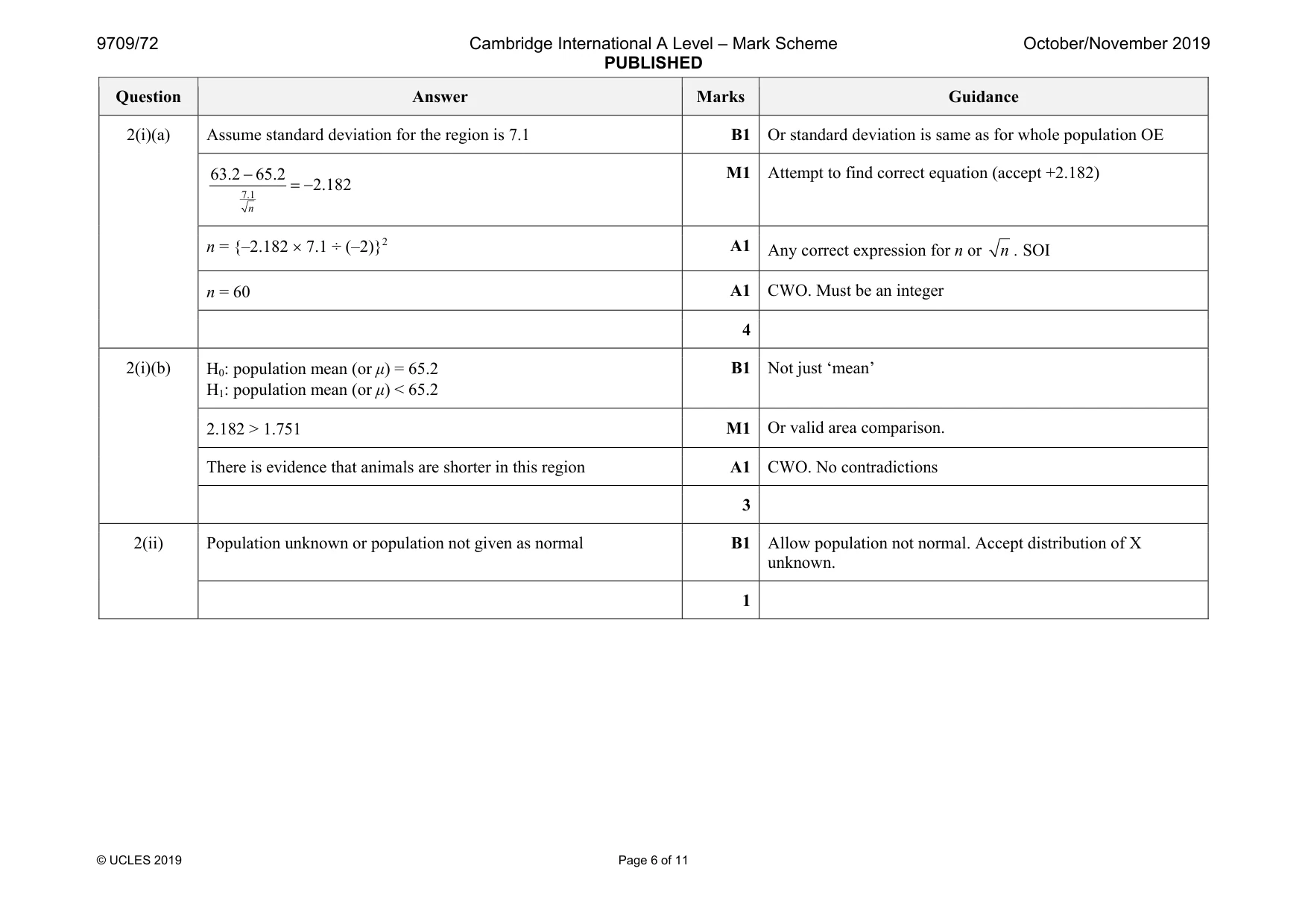 Mark scheme, page 6 of 11