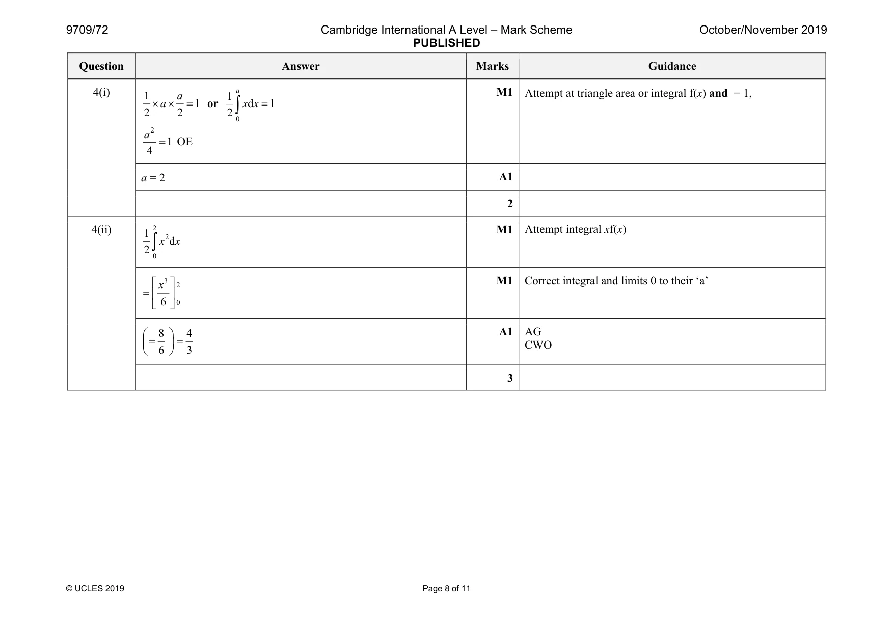 Mark scheme, page 8 of 11