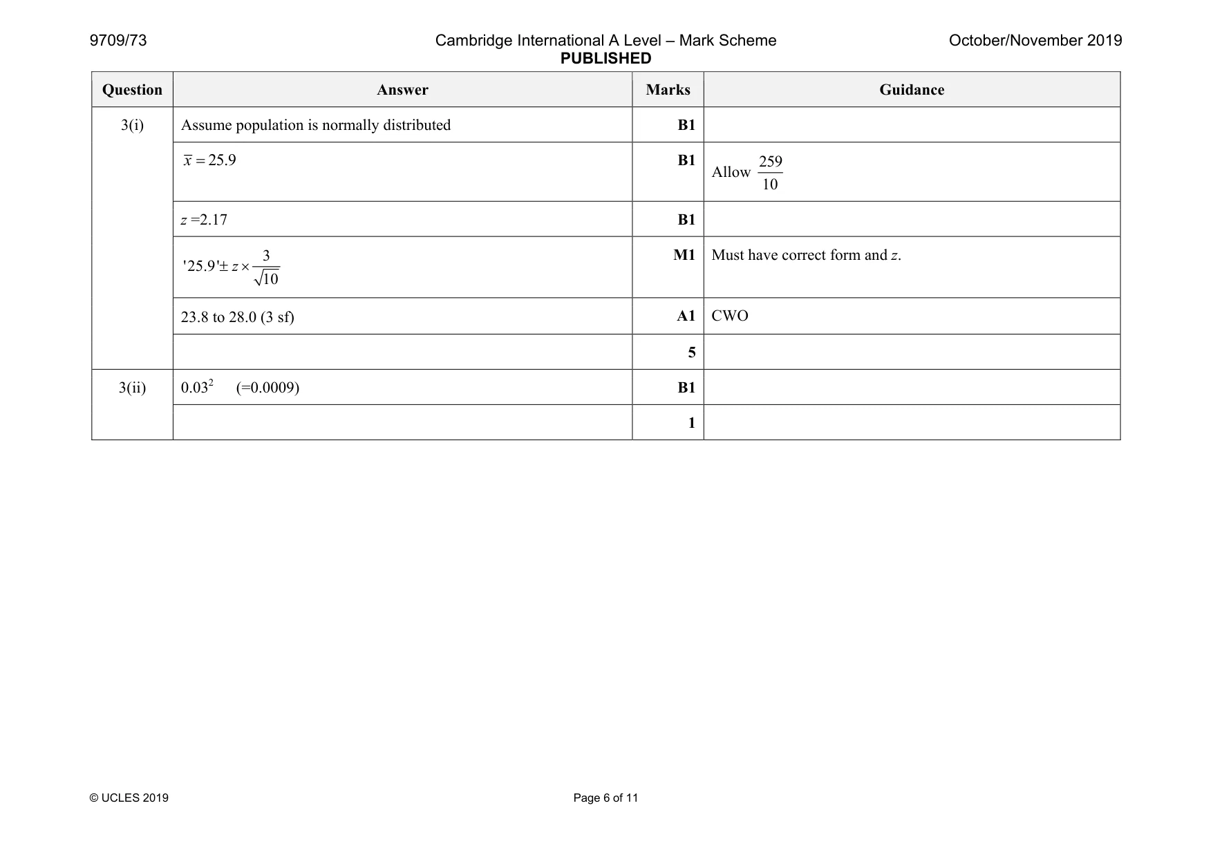 Mark scheme, page 6 of 11