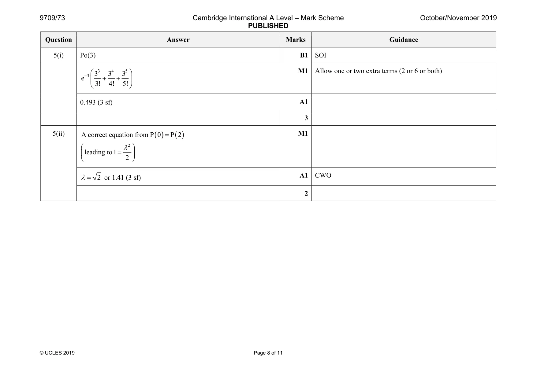 Mark scheme, page 8 of 11