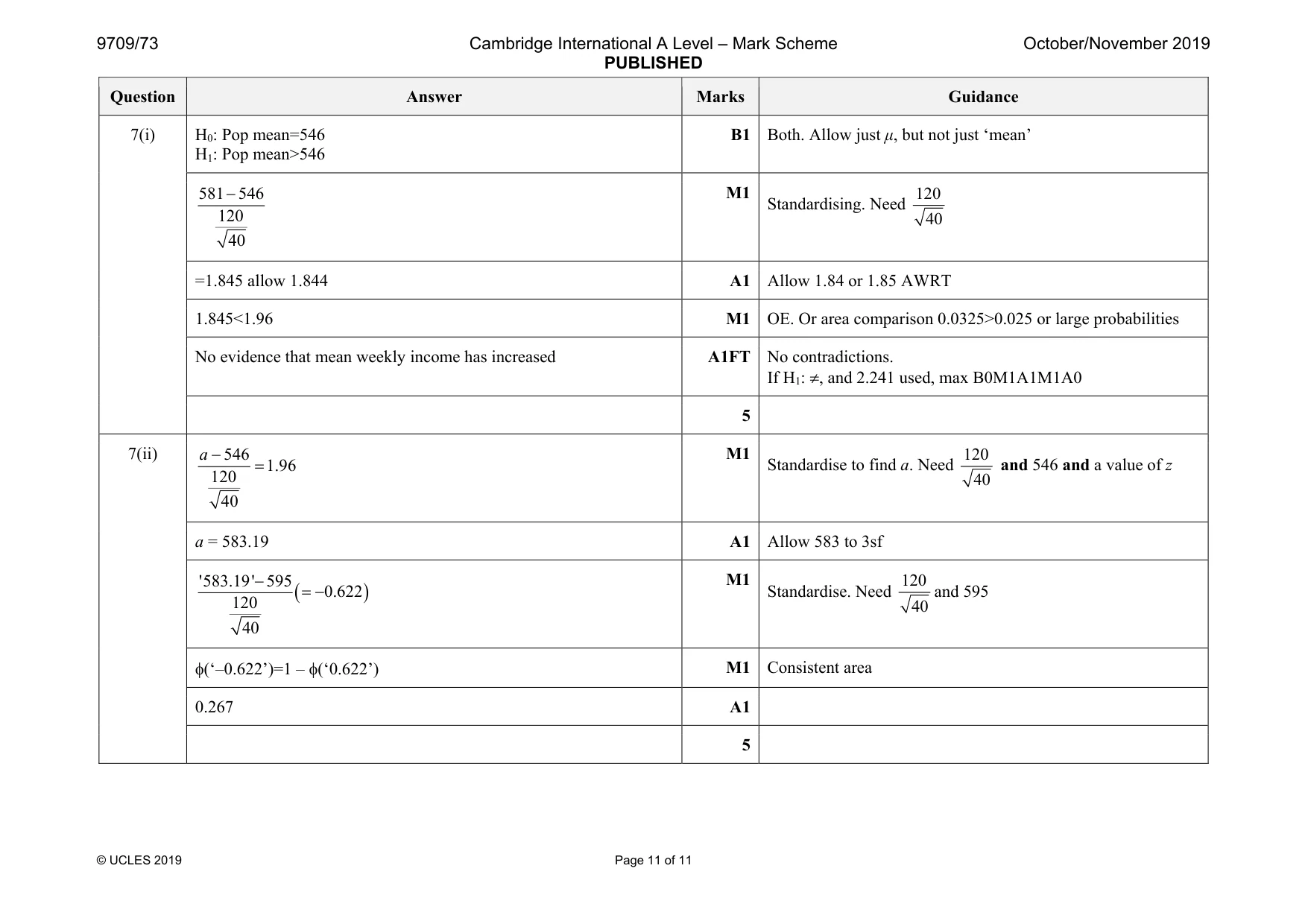 Mark scheme, page 11 of 11