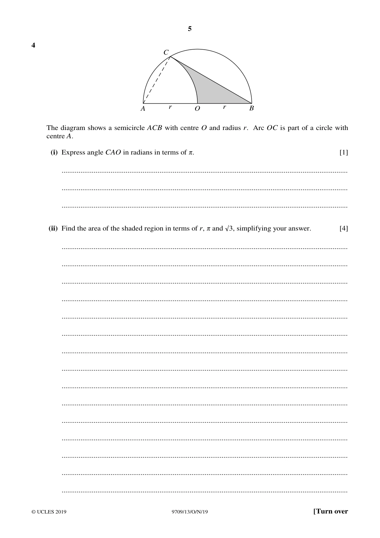 Cambridge A Level Mathematics 9709 2019 Oct/Nov Paper 1 · Variant 3 question paper, page 5 of 20