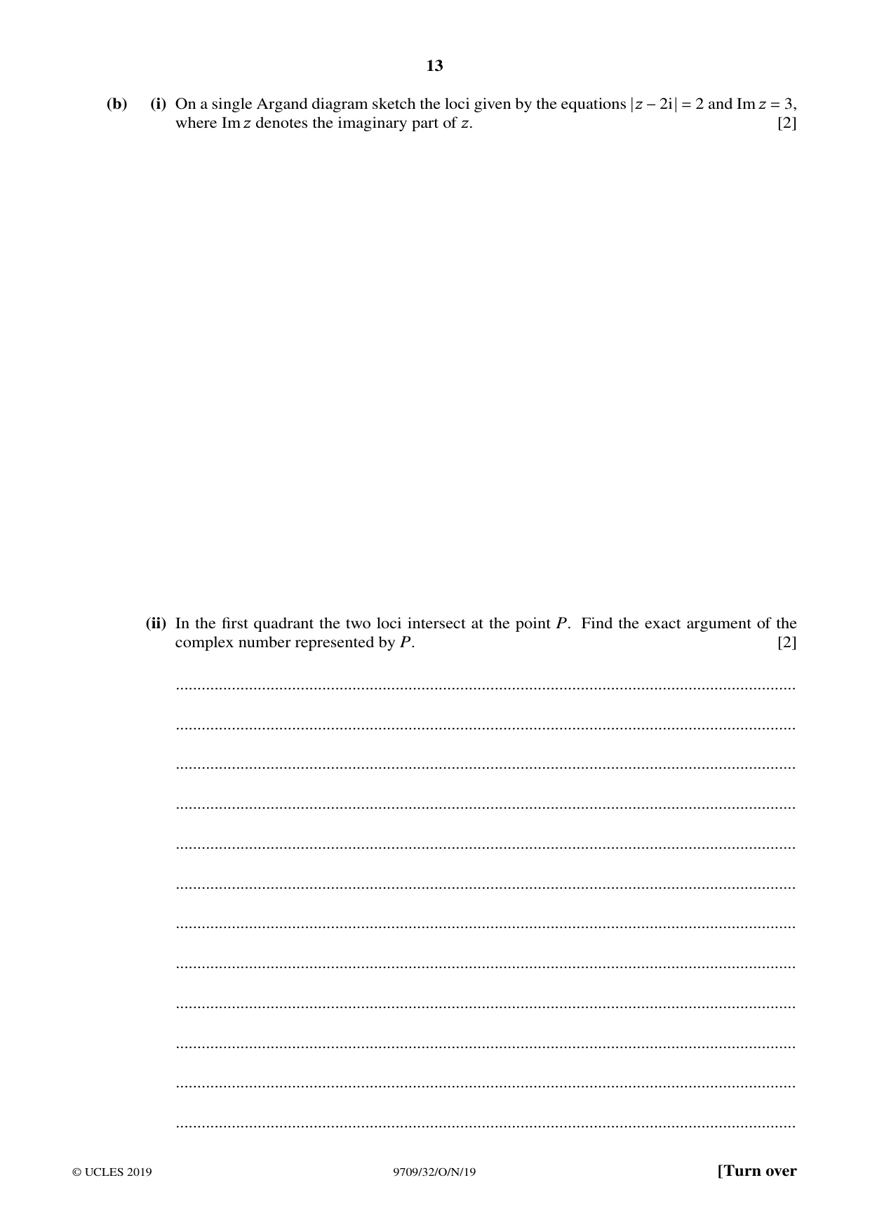 Cambridge A Level Mathematics 9709 2019 Oct/Nov Paper 3 · Variant 2 question paper, page 13 of 20
