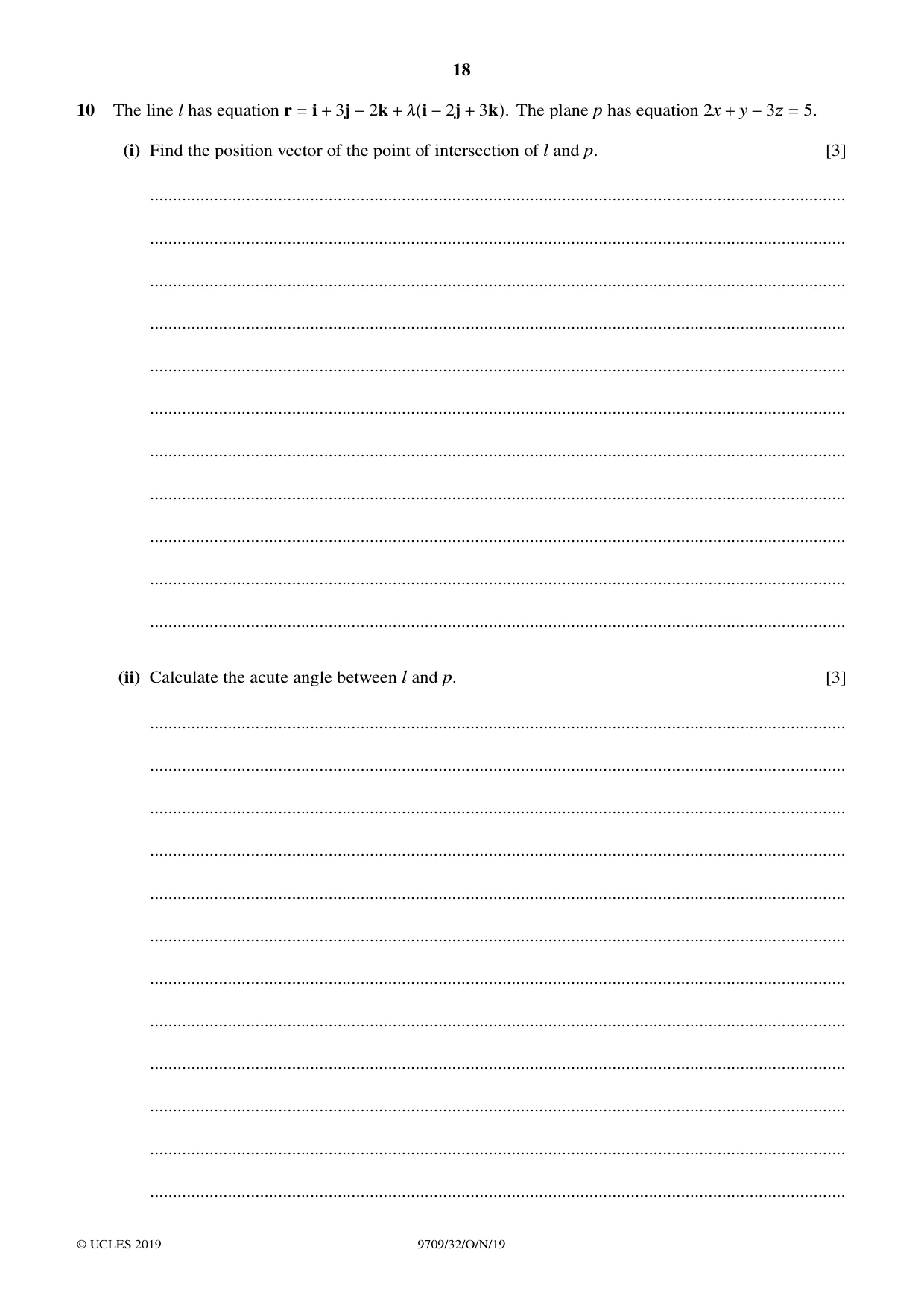 Cambridge A Level Mathematics 9709 2019 Oct/Nov Paper 3 · Variant 2 question paper, page 18 of 20