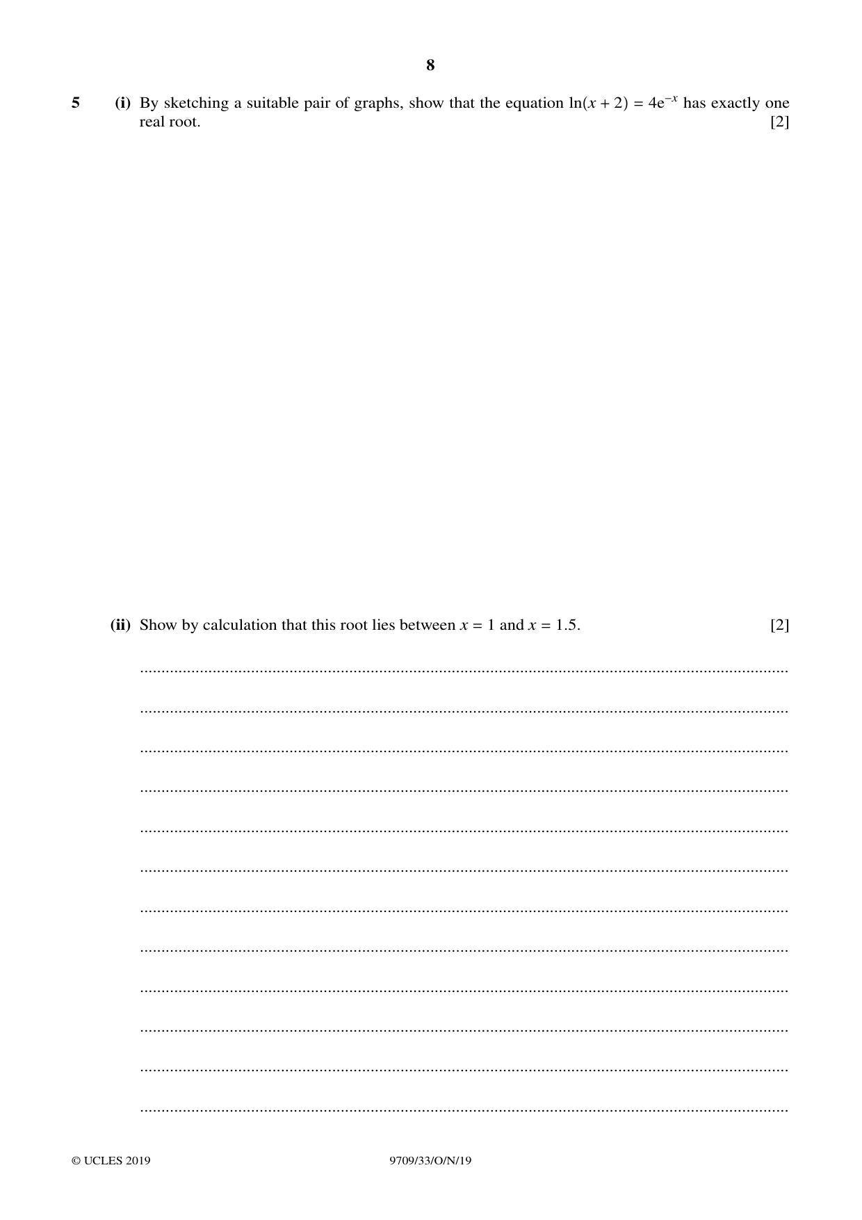 Cambridge A Level Mathematics 9709 2019 Oct/Nov Paper 3 · Variant 3 question paper, page 8 of 20