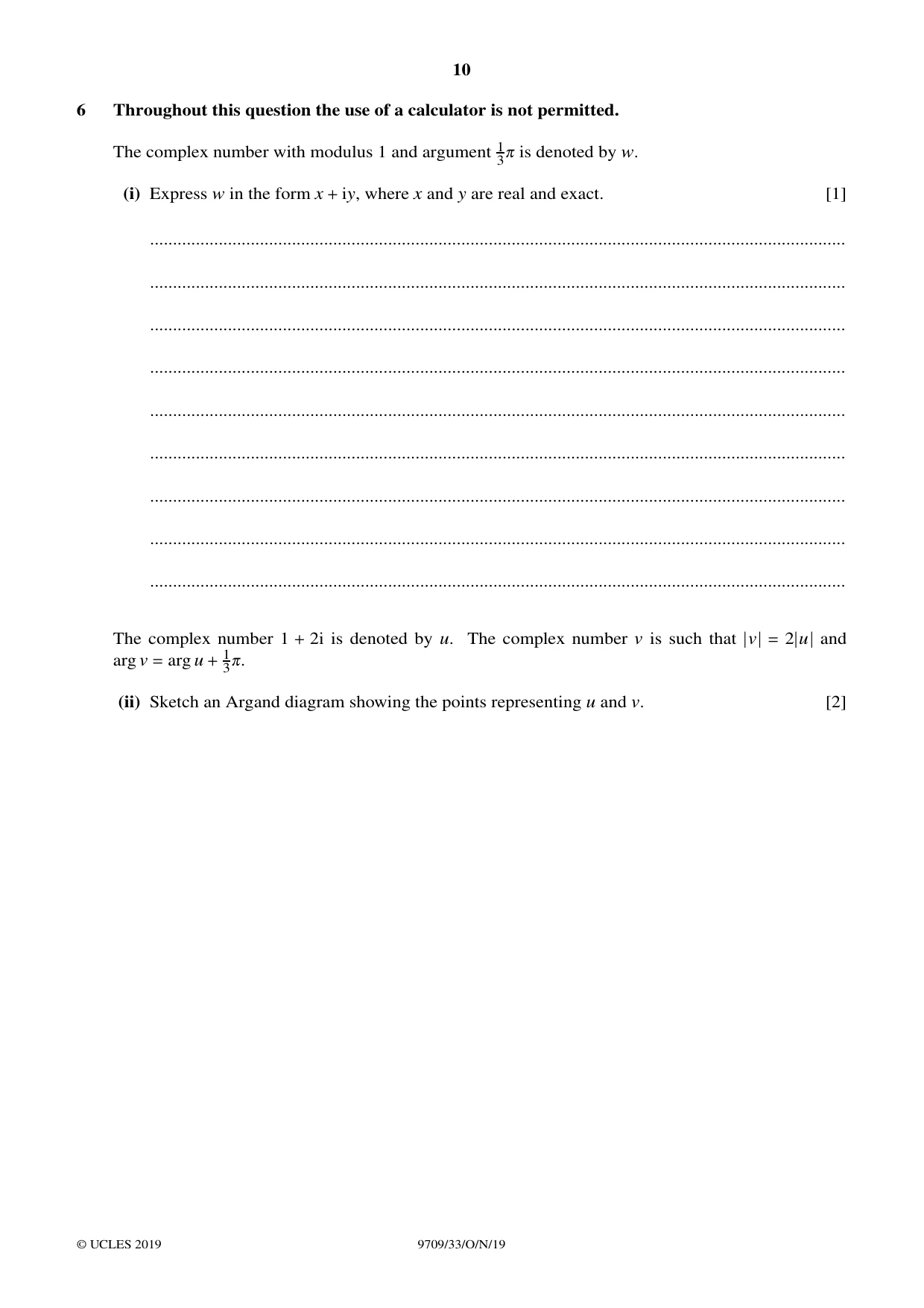 Cambridge A Level Mathematics 9709 2019 Oct/Nov Paper 3 · Variant 3 question paper, page 10 of 20