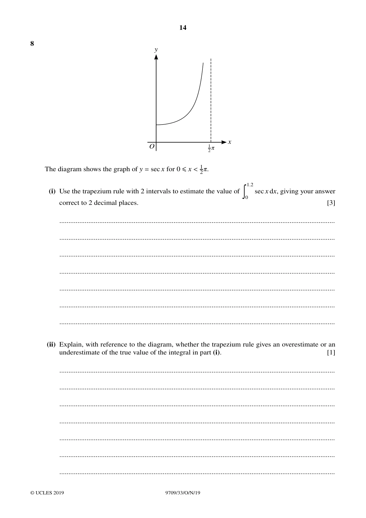 Cambridge A Level Mathematics 9709 2019 Oct/Nov Paper 3 · Variant 3 question paper, page 14 of 20