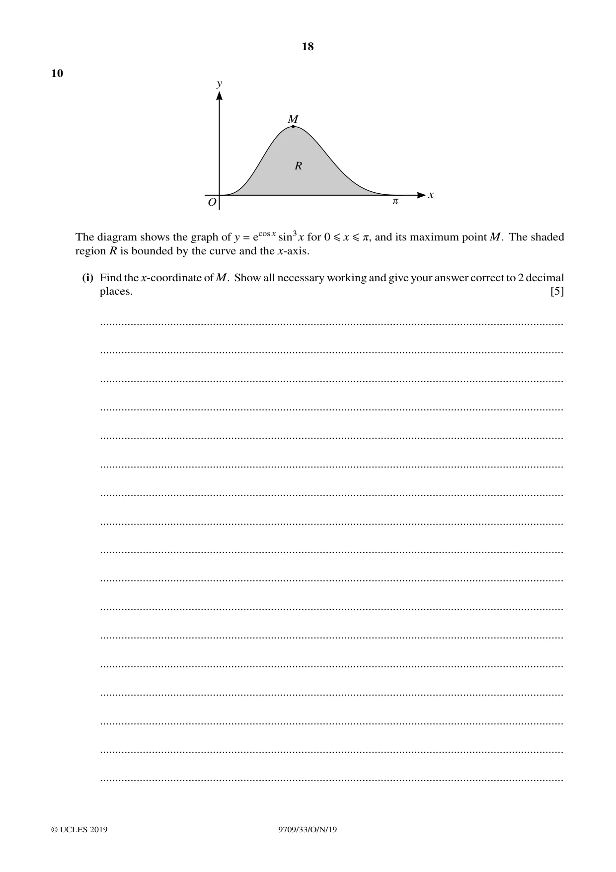 Cambridge A Level Mathematics 9709 2019 Oct/Nov Paper 3 · Variant 3 question paper, page 18 of 20