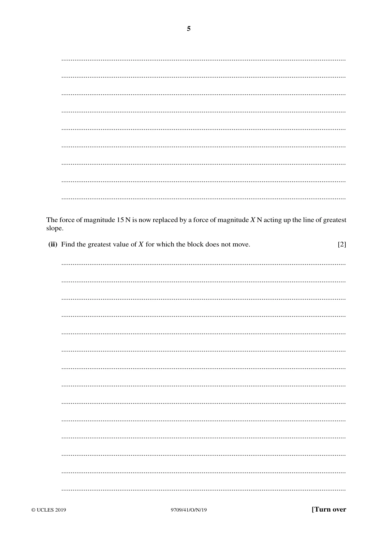 Cambridge A Level Mathematics 9709 2019 Oct/Nov Paper 4 · Variant 1 question paper, page 5 of 16