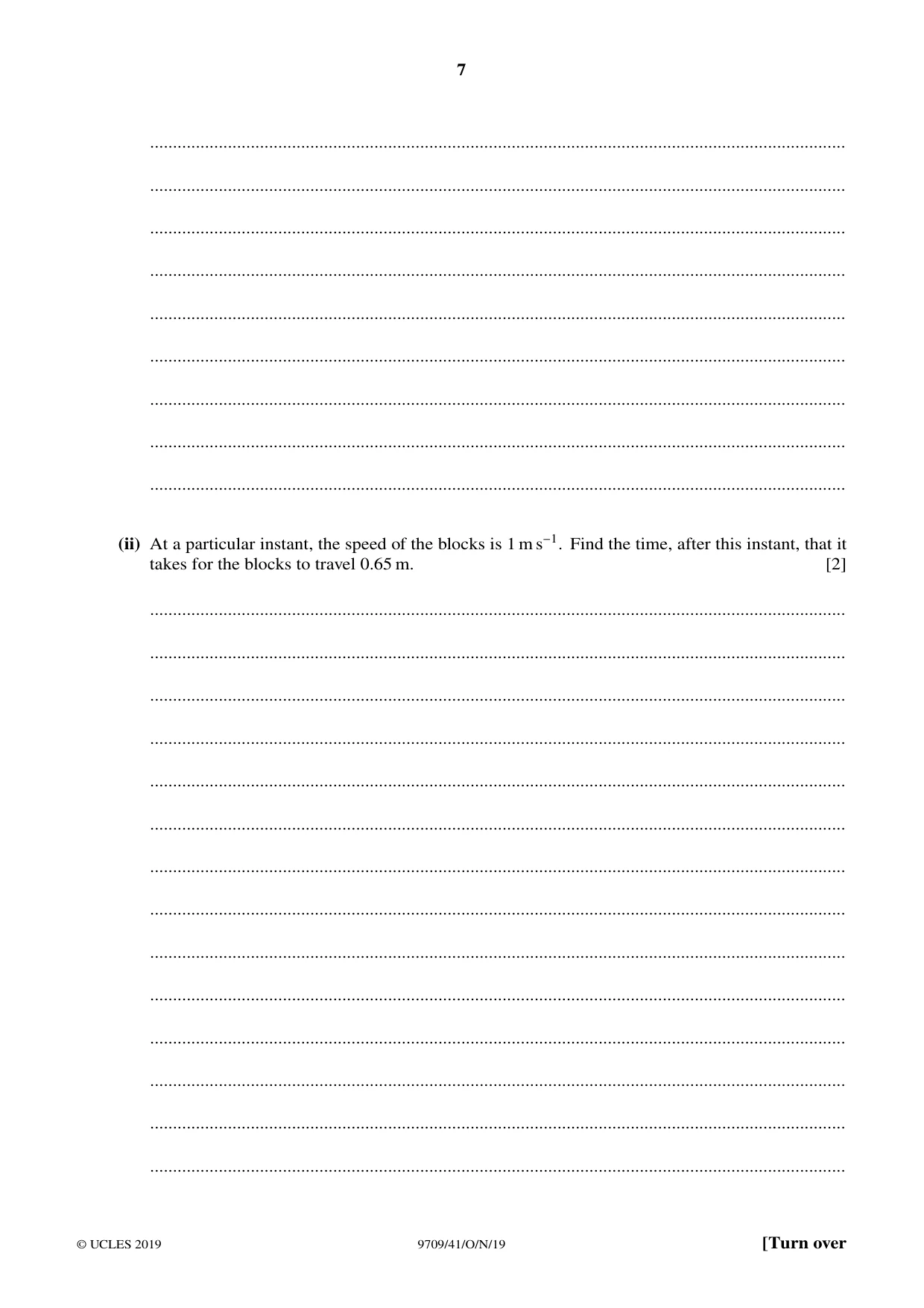 Cambridge A Level Mathematics 9709 2019 Oct/Nov Paper 4 · Variant 1 question paper, page 7 of 16