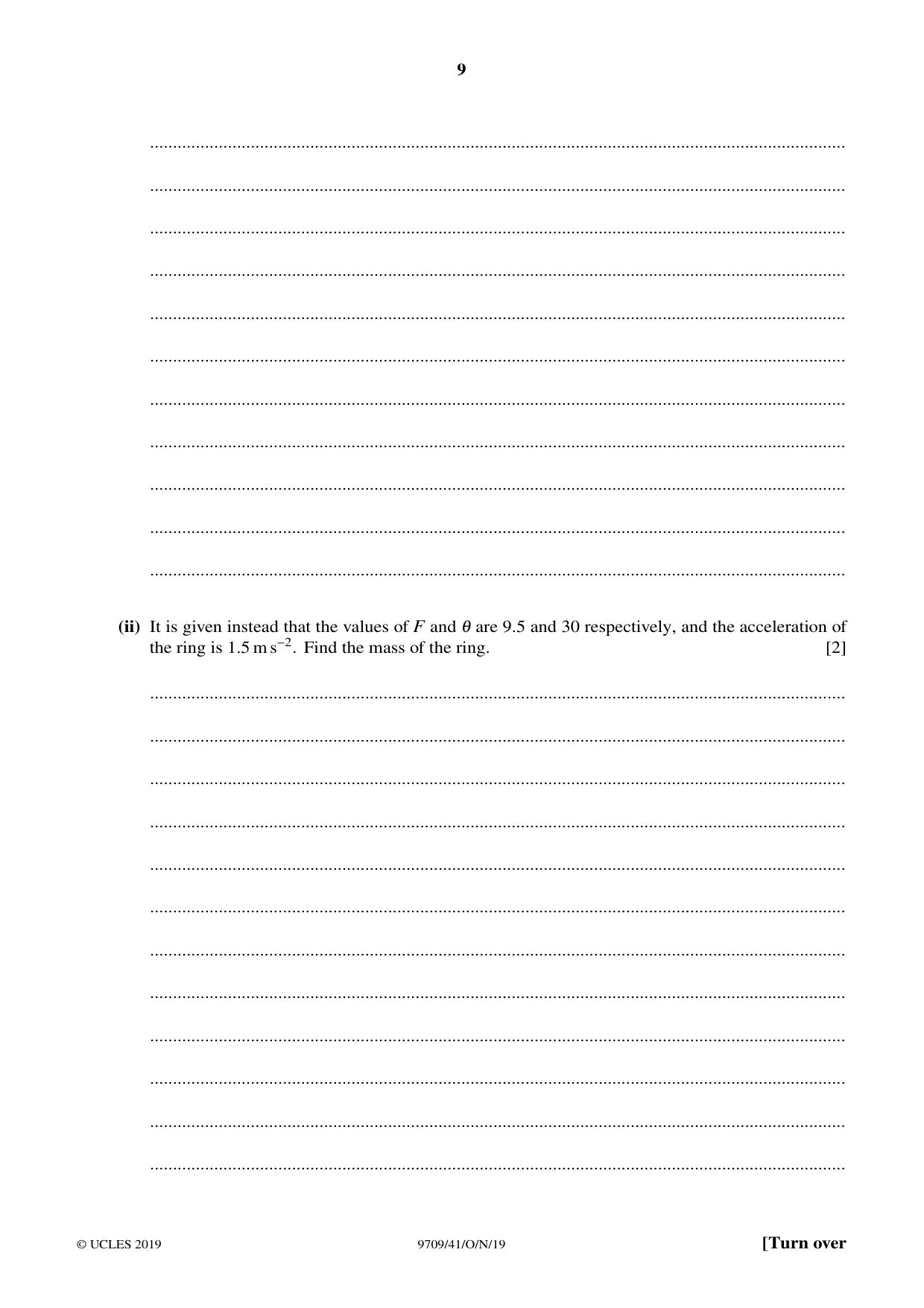 Cambridge A Level Mathematics 9709 2019 Oct/Nov Paper 4 · Variant 1 question paper, page 9 of 16
