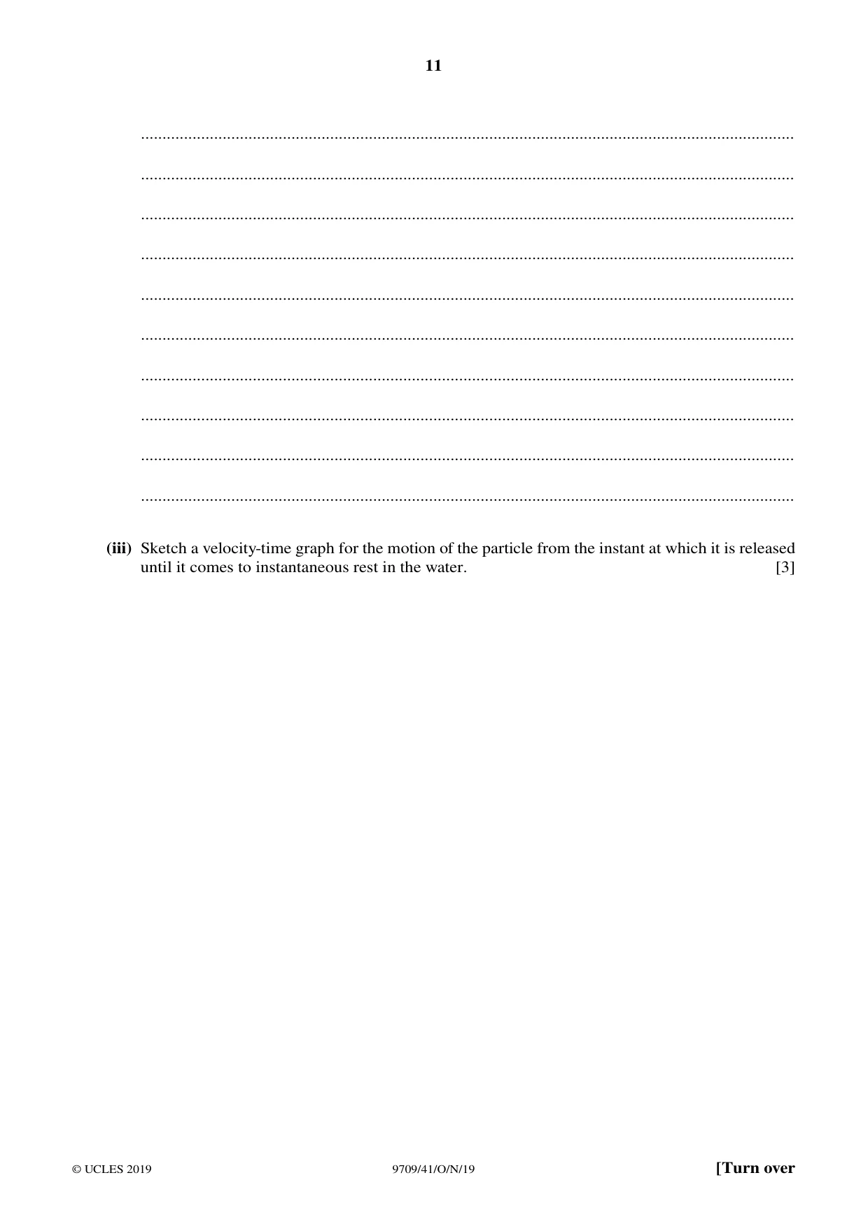 Cambridge A Level Mathematics 9709 2019 Oct/Nov Paper 4 · Variant 1 question paper, page 11 of 16