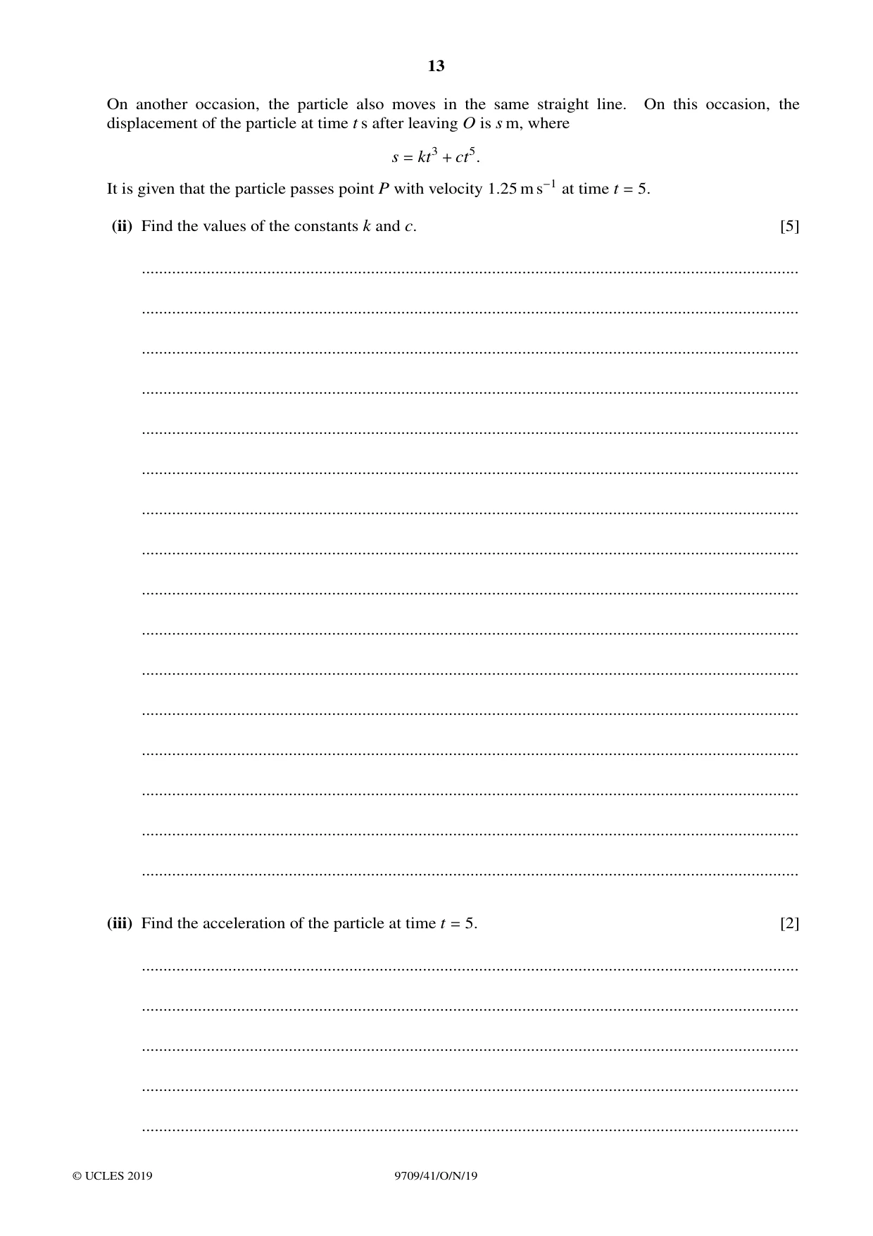Cambridge A Level Mathematics 9709 2019 Oct/Nov Paper 4 · Variant 1 question paper, page 13 of 16