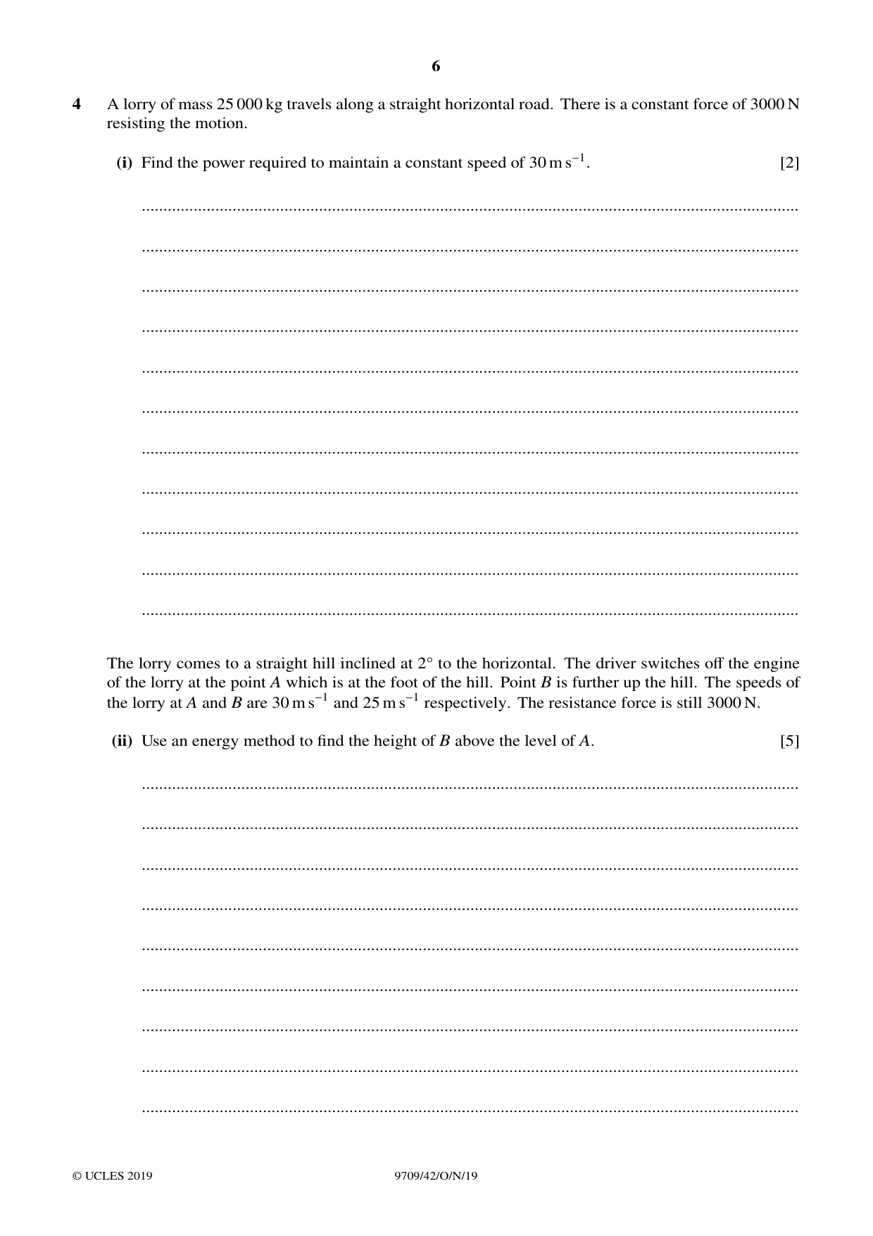 Cambridge A Level Mathematics 9709 2019 Oct/Nov Paper 4 · Variant 2 question paper, page 6 of 16