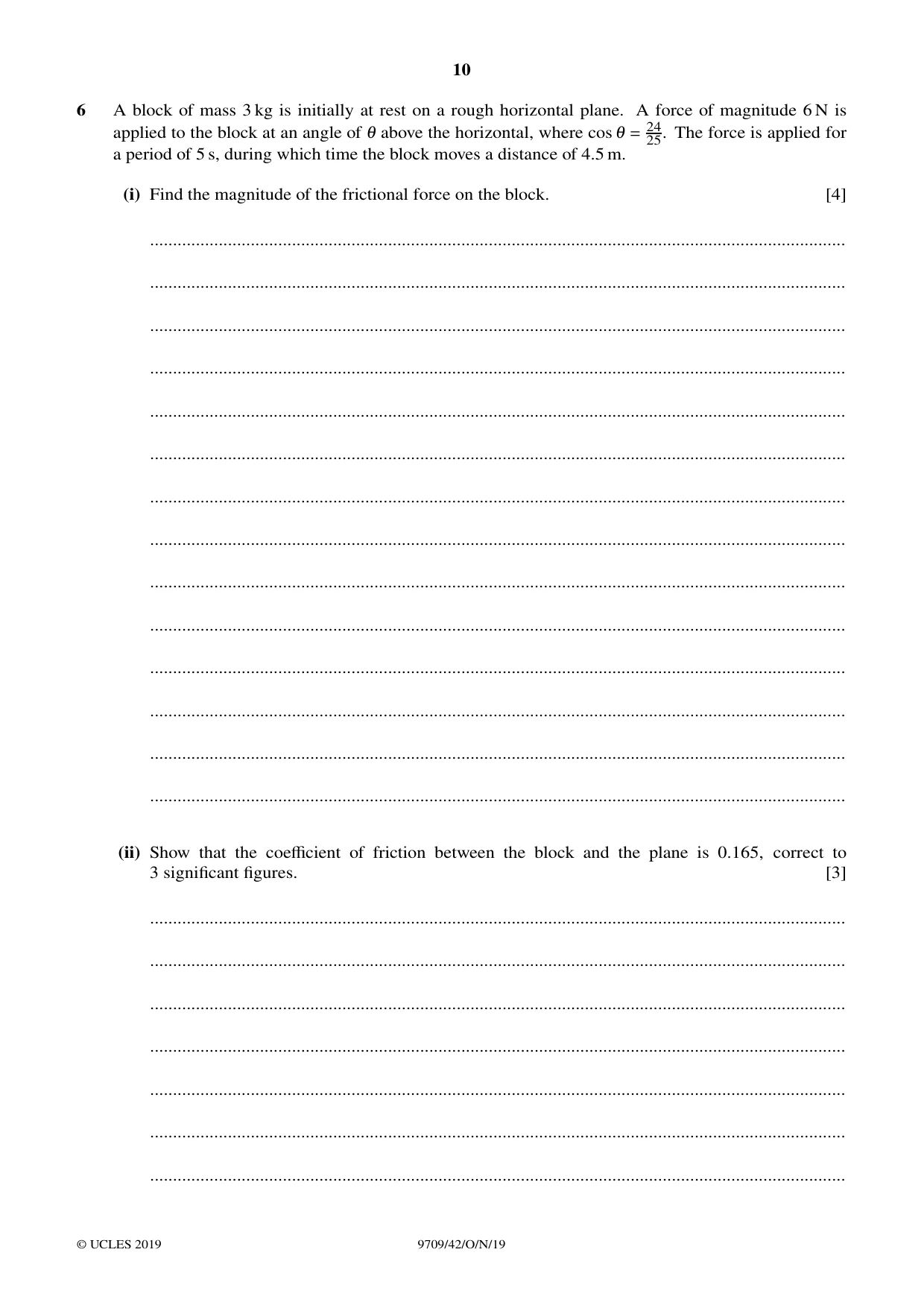 Cambridge A Level Mathematics 9709 2019 Oct/Nov Paper 4 · Variant 2 question paper, page 10 of 16