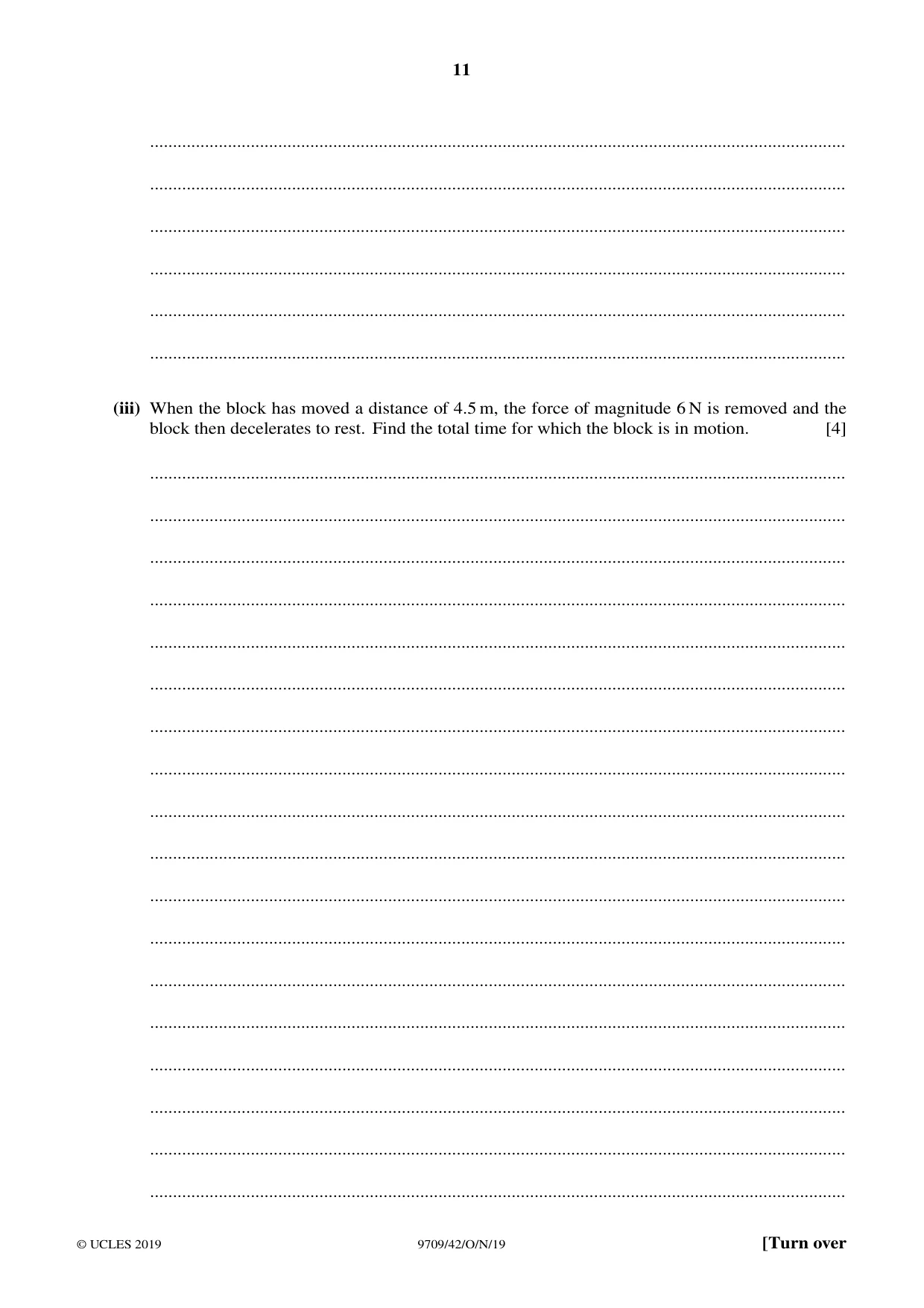 Cambridge A Level Mathematics 9709 2019 Oct/Nov Paper 4 · Variant 2 question paper, page 11 of 16