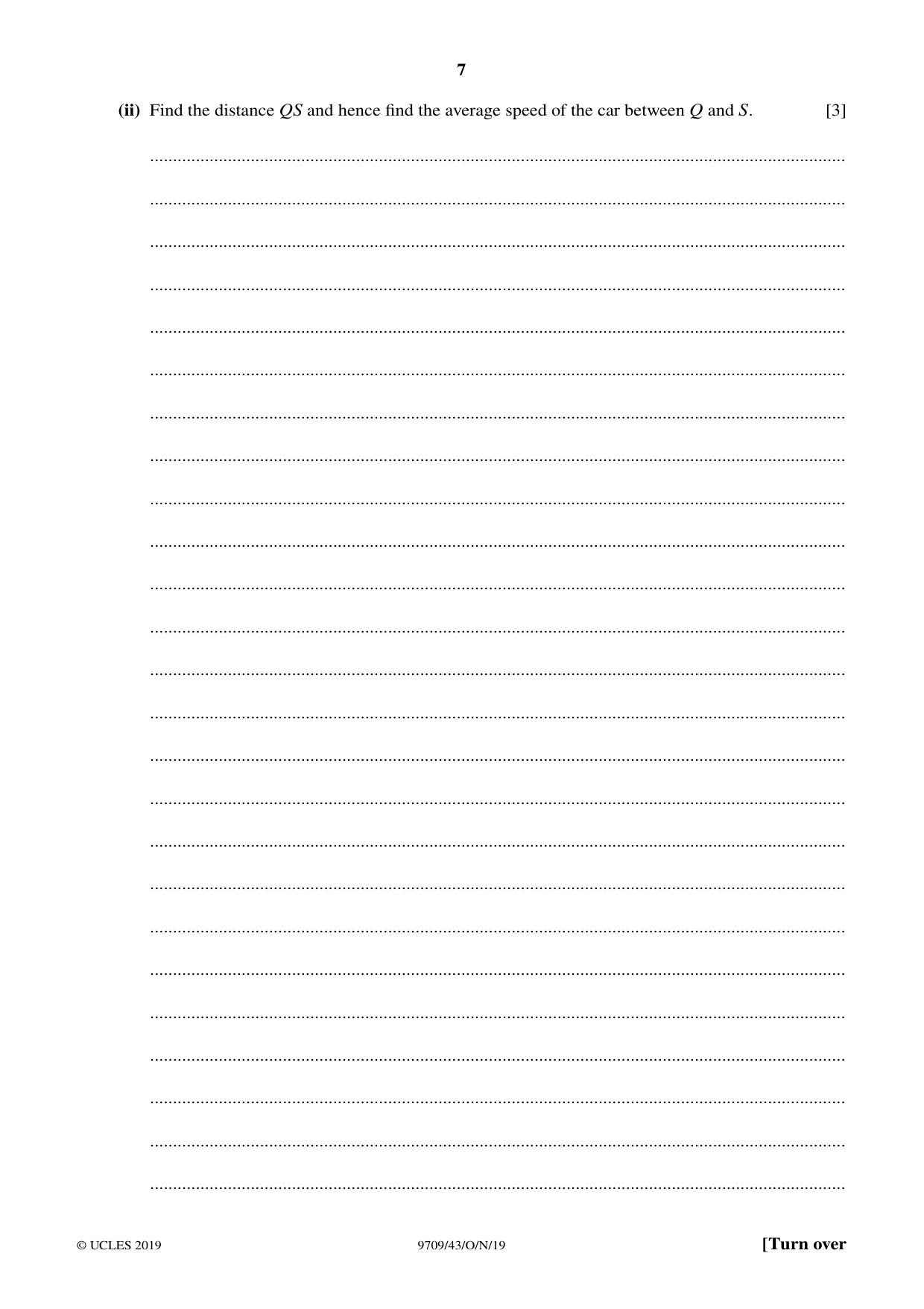 Cambridge A Level Mathematics 9709 2019 Oct/Nov Paper 4 · Variant 3 question paper, page 7 of 16