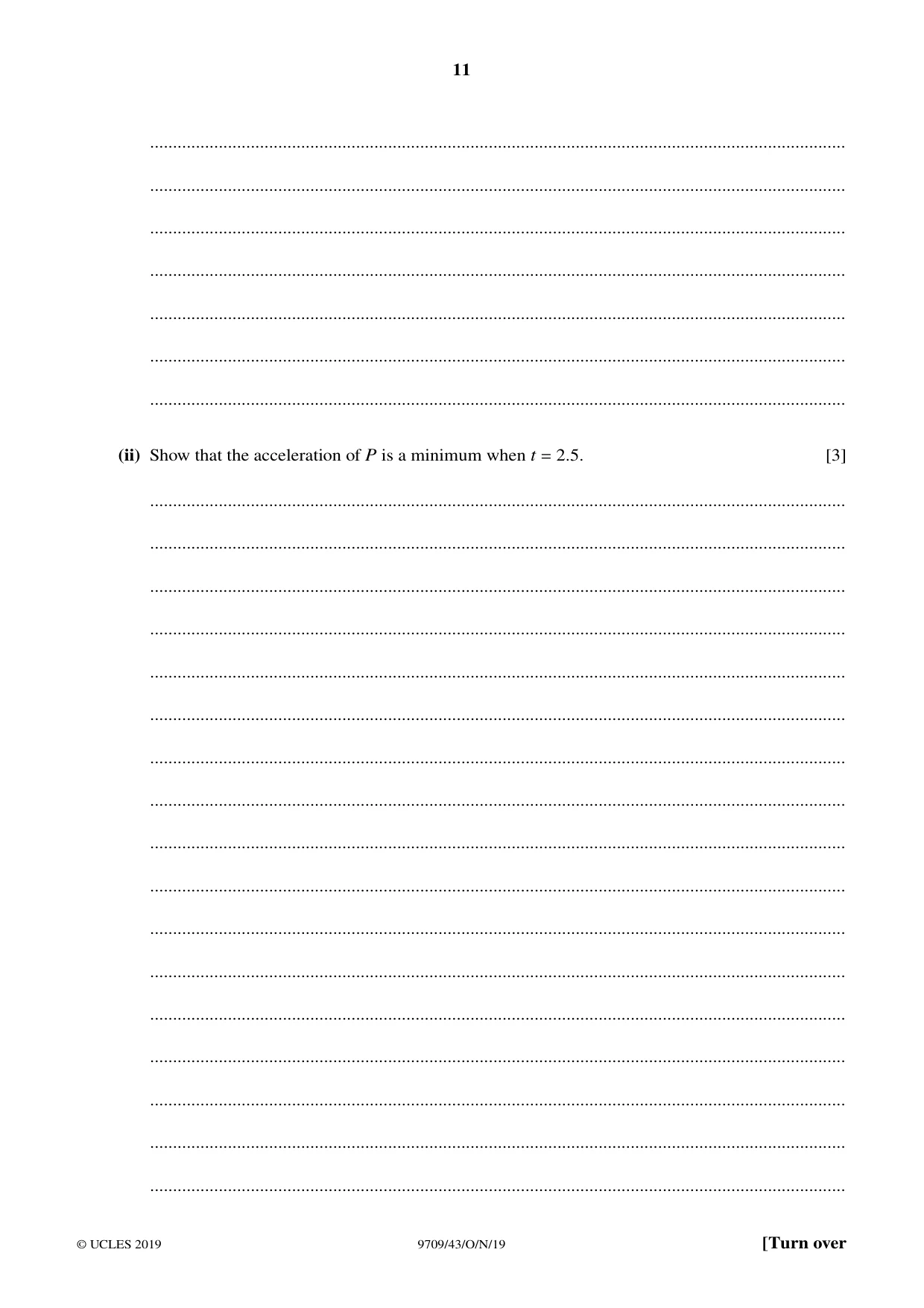 Cambridge A Level Mathematics 9709 2019 Oct/Nov Paper 4 · Variant 3 question paper, page 11 of 16
