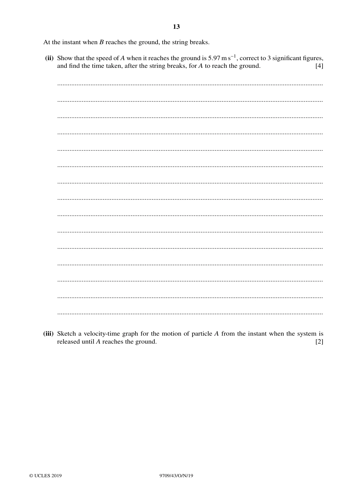 Cambridge A Level Mathematics 9709 2019 Oct/Nov Paper 4 · Variant 3 question paper, page 13 of 16