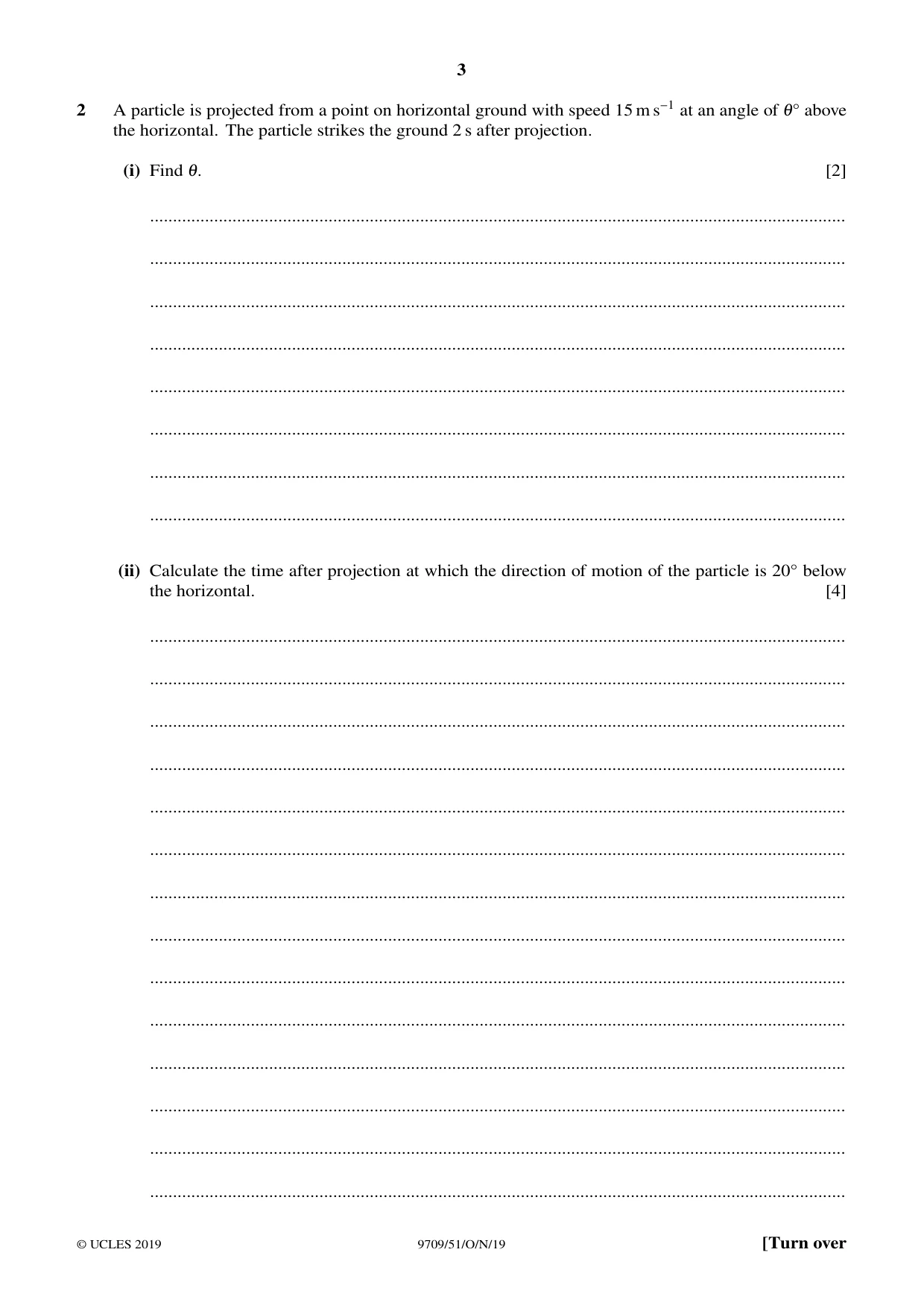 Cambridge A Level Mathematics 9709 2019 Oct/Nov Paper 5 · Variant 1 question paper, page 3 of 12