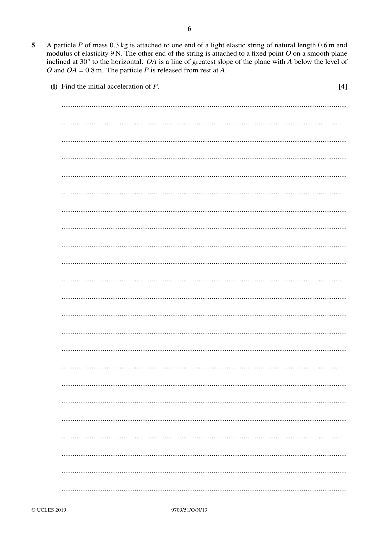 Cambridge A Level Mathematics 9709 2019 Oct/Nov Paper 5 · Variant 1 question paper, page 6 of 12