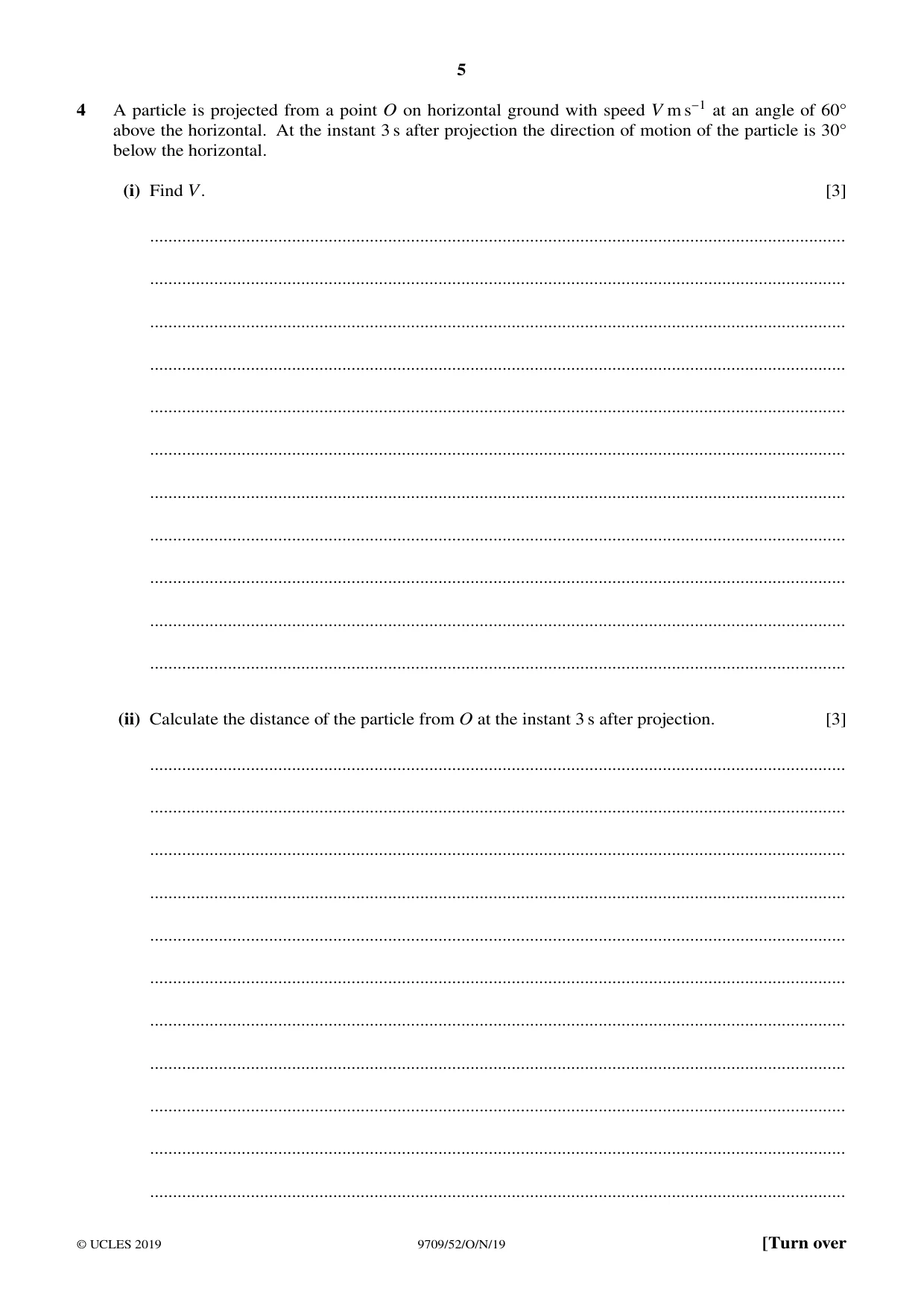 Cambridge A Level Mathematics 9709 2019 Oct/Nov Paper 5 · Variant 2 question paper, page 5 of 12