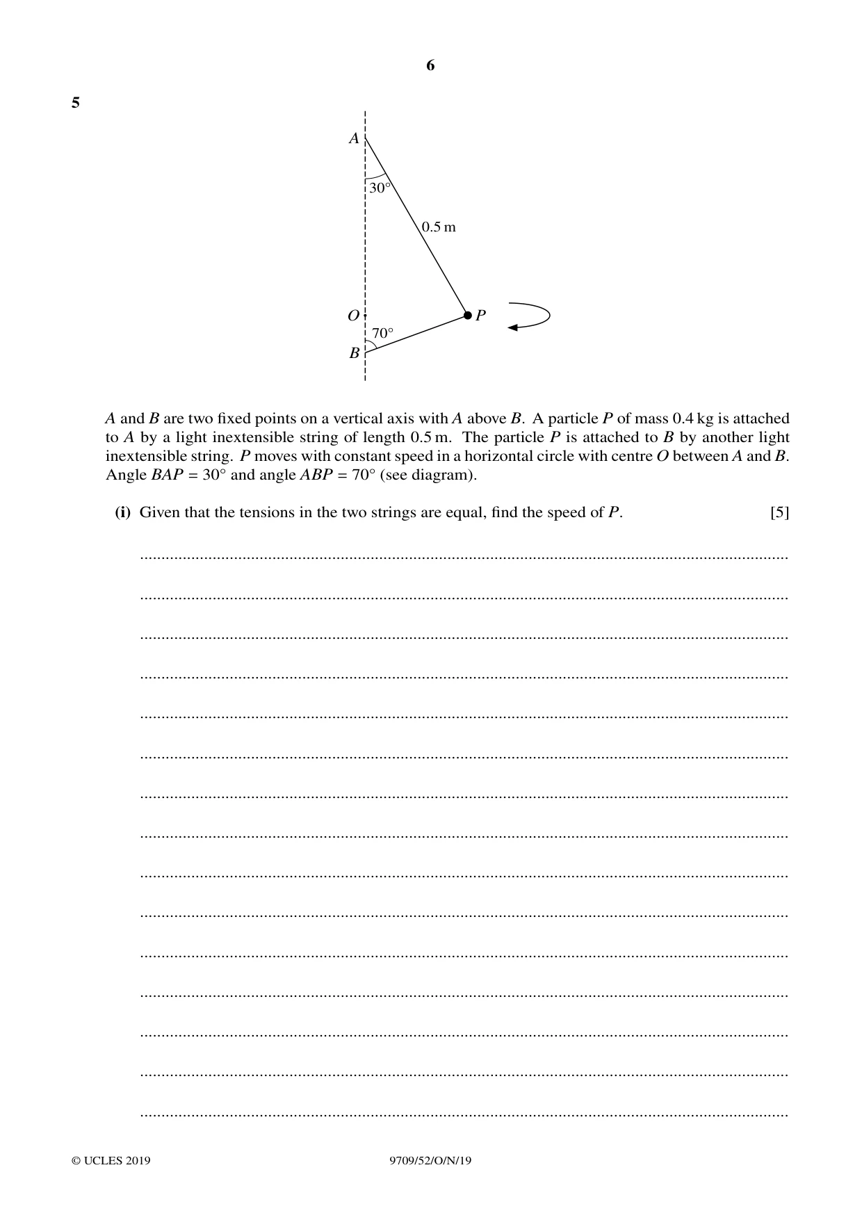 Cambridge A Level Mathematics 9709 2019 Oct/Nov Paper 5 · Variant 2 question paper, page 6 of 12