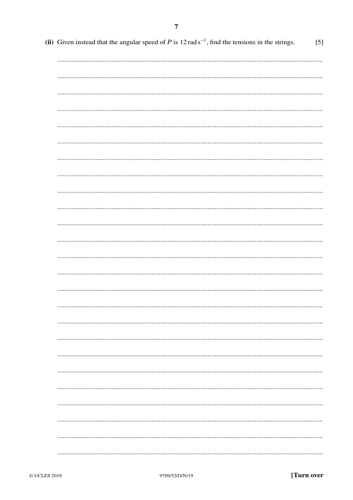 Cambridge A Level Mathematics 9709 2019 Oct/Nov Paper 5 · Variant 2 question paper, page 7 of 12