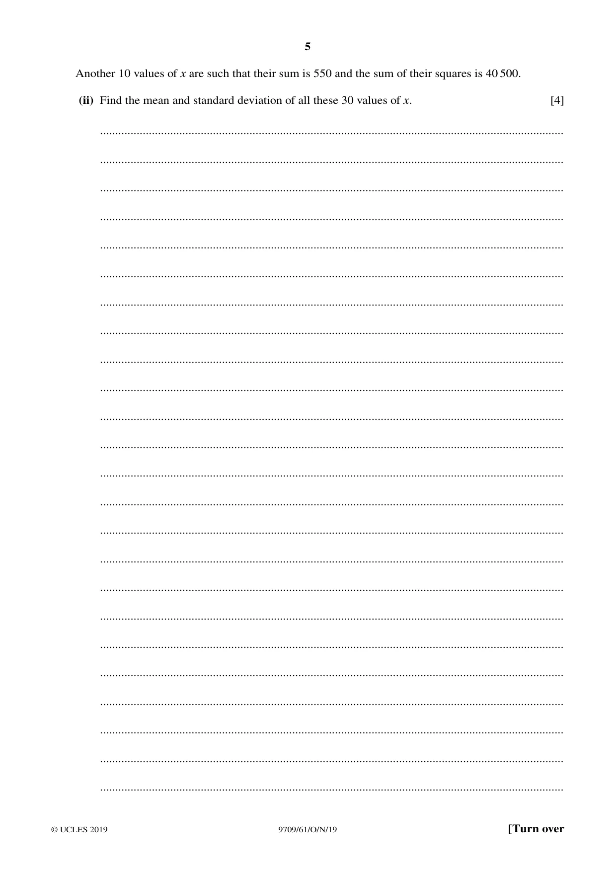 Cambridge A Level Mathematics 9709 2019 Oct/Nov Paper 6 · Variant 1 question paper, page 5 of 16