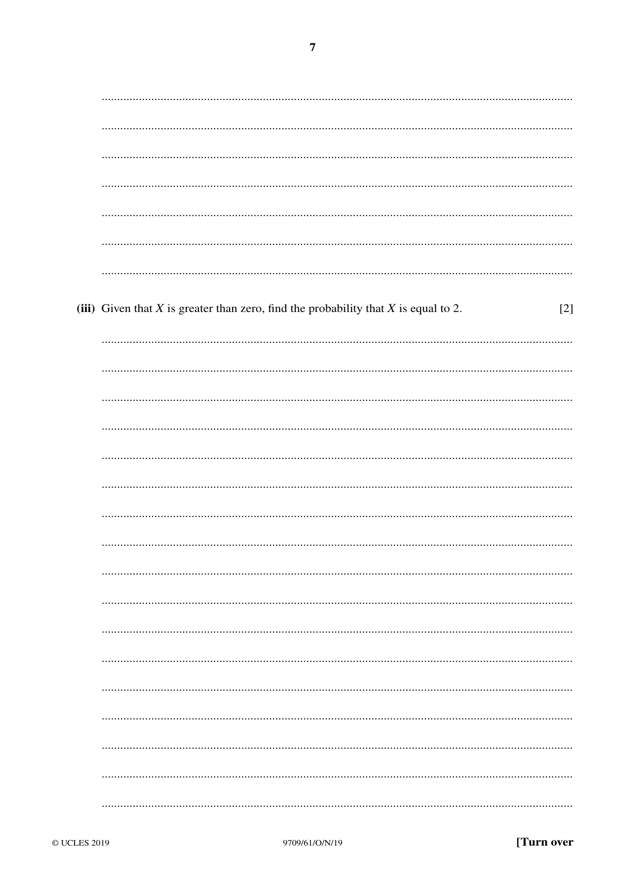 Cambridge A Level Mathematics 9709 2019 Oct/Nov Paper 6 · Variant 1 question paper, page 7 of 16