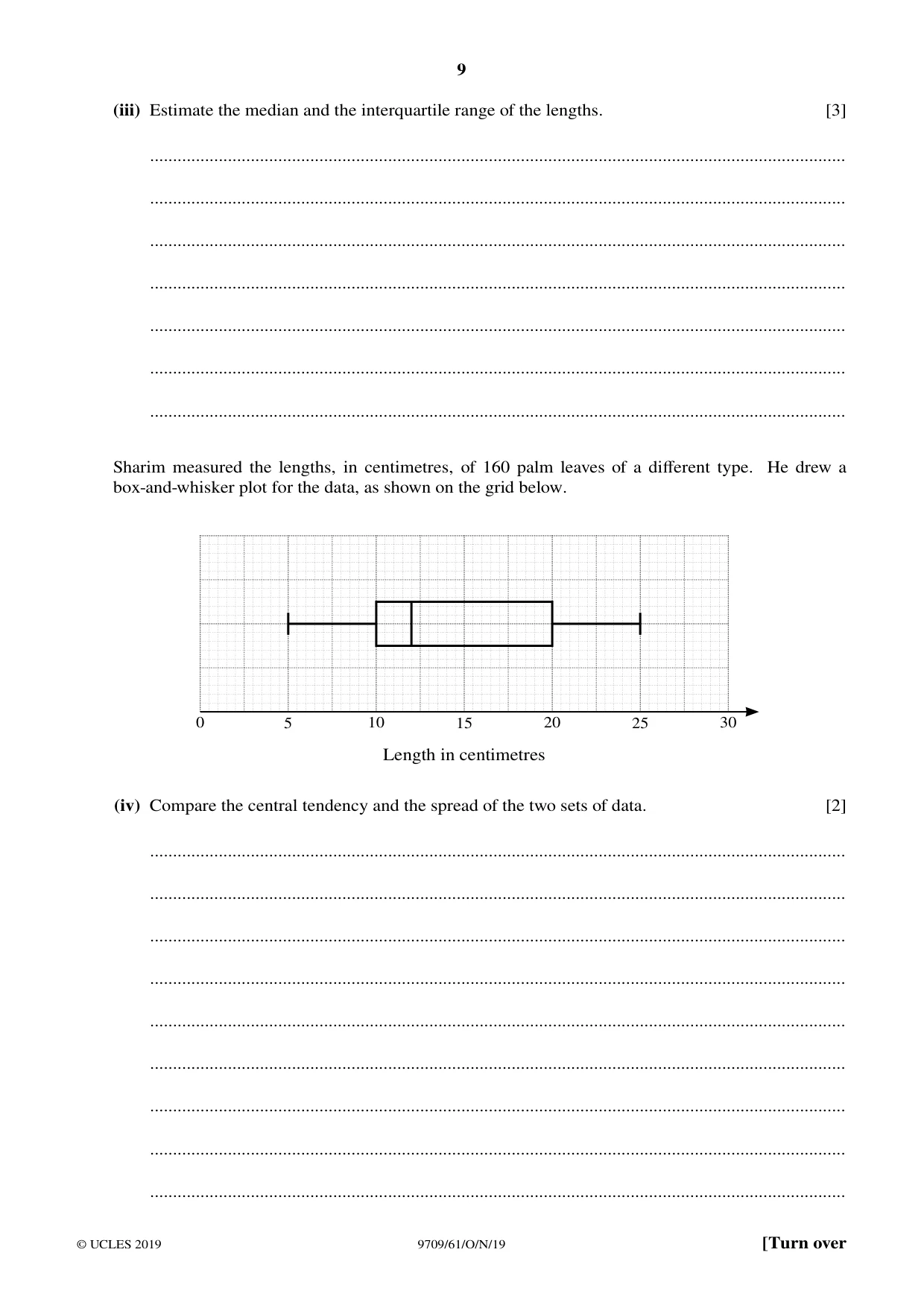 Cambridge A Level Mathematics 9709 2019 Oct/Nov Paper 6 · Variant 1 question paper, page 9 of 16