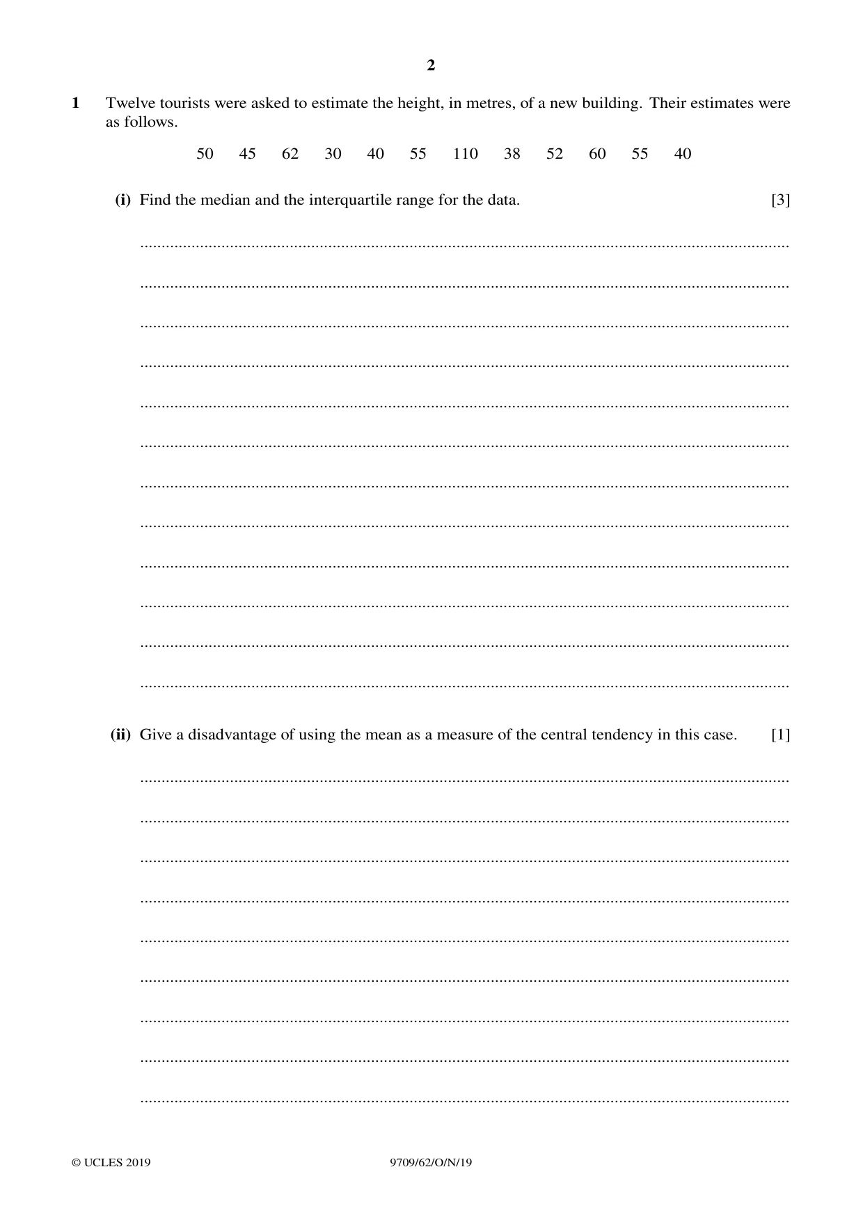 Cambridge A Level Mathematics 9709 2019 Oct/Nov Paper 6 · Variant 2 question paper, page 2 of 16