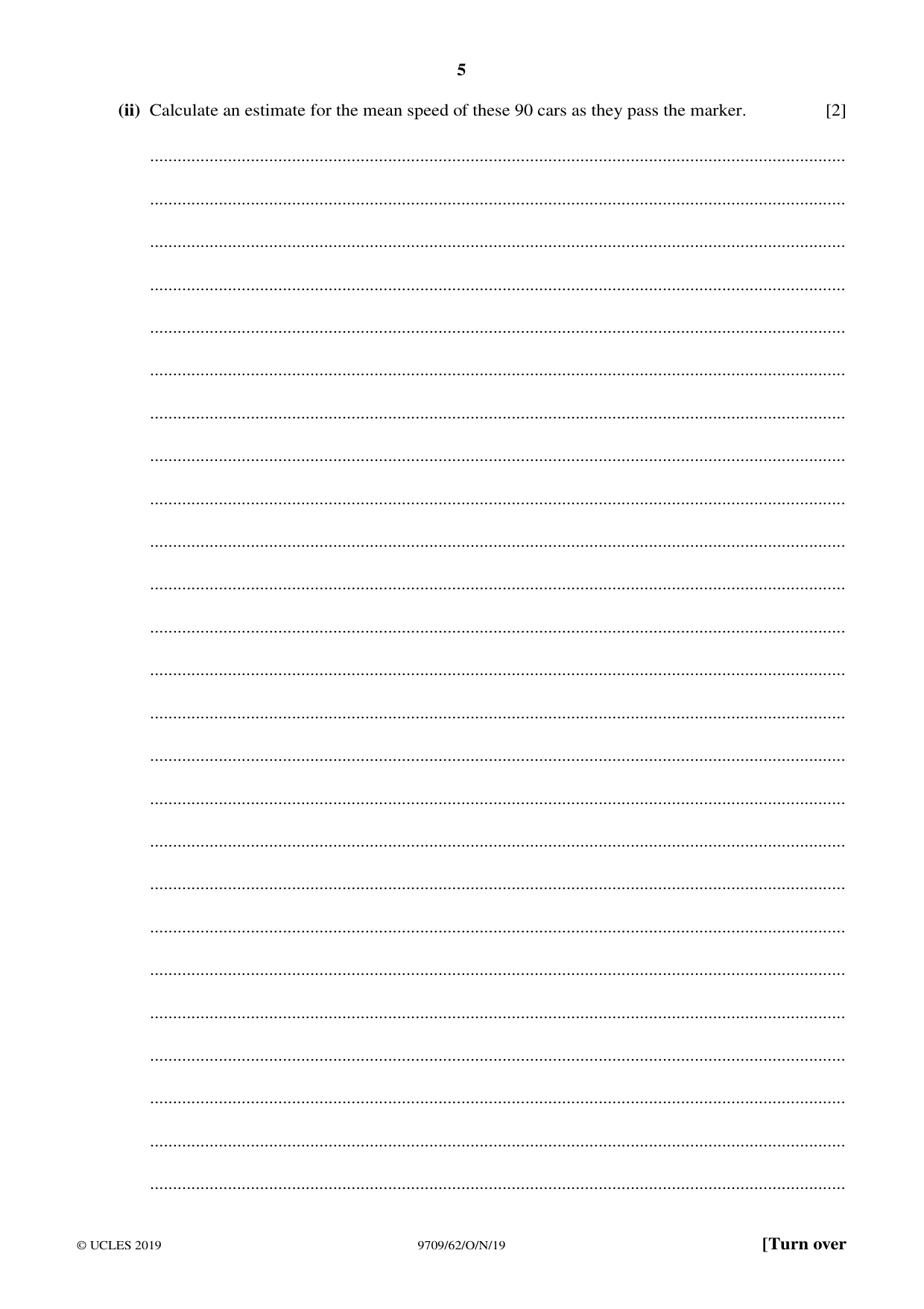 Cambridge A Level Mathematics 9709 2019 Oct/Nov Paper 6 · Variant 2 question paper, page 5 of 16