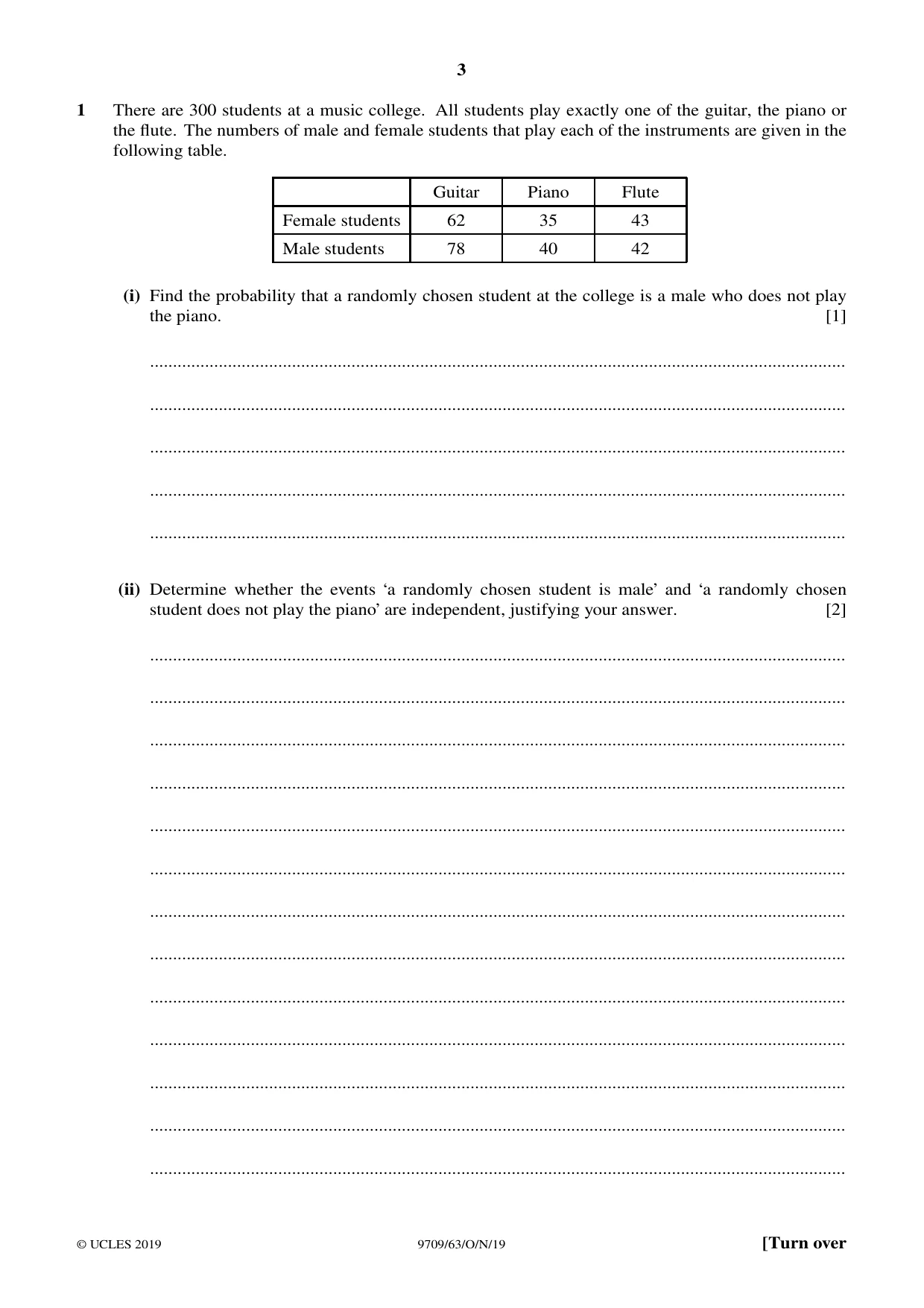 Cambridge A Level Mathematics 9709 2019 Oct/Nov Paper 6 · Variant 3 question paper, page 3 of 16