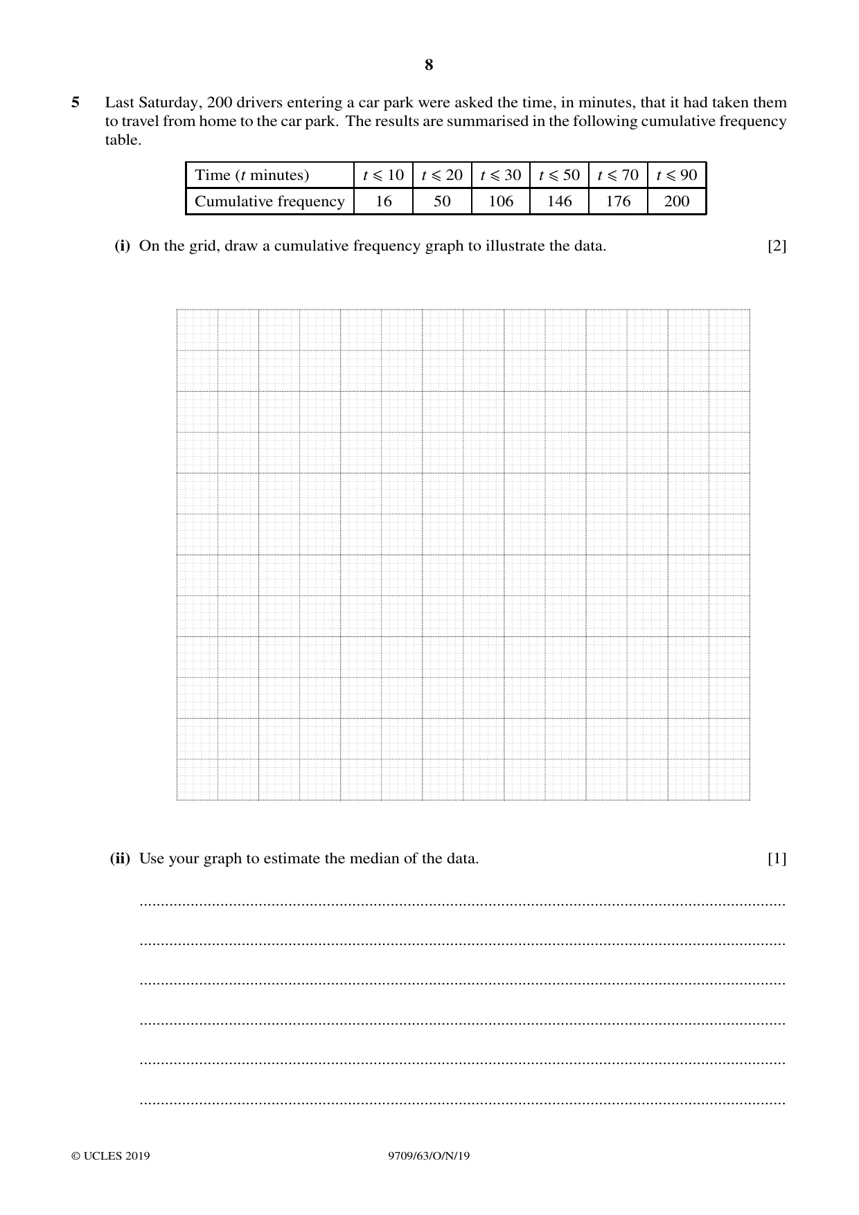 Cambridge A Level Mathematics 9709 2019 Oct/Nov Paper 6 · Variant 3 question paper, page 8 of 16