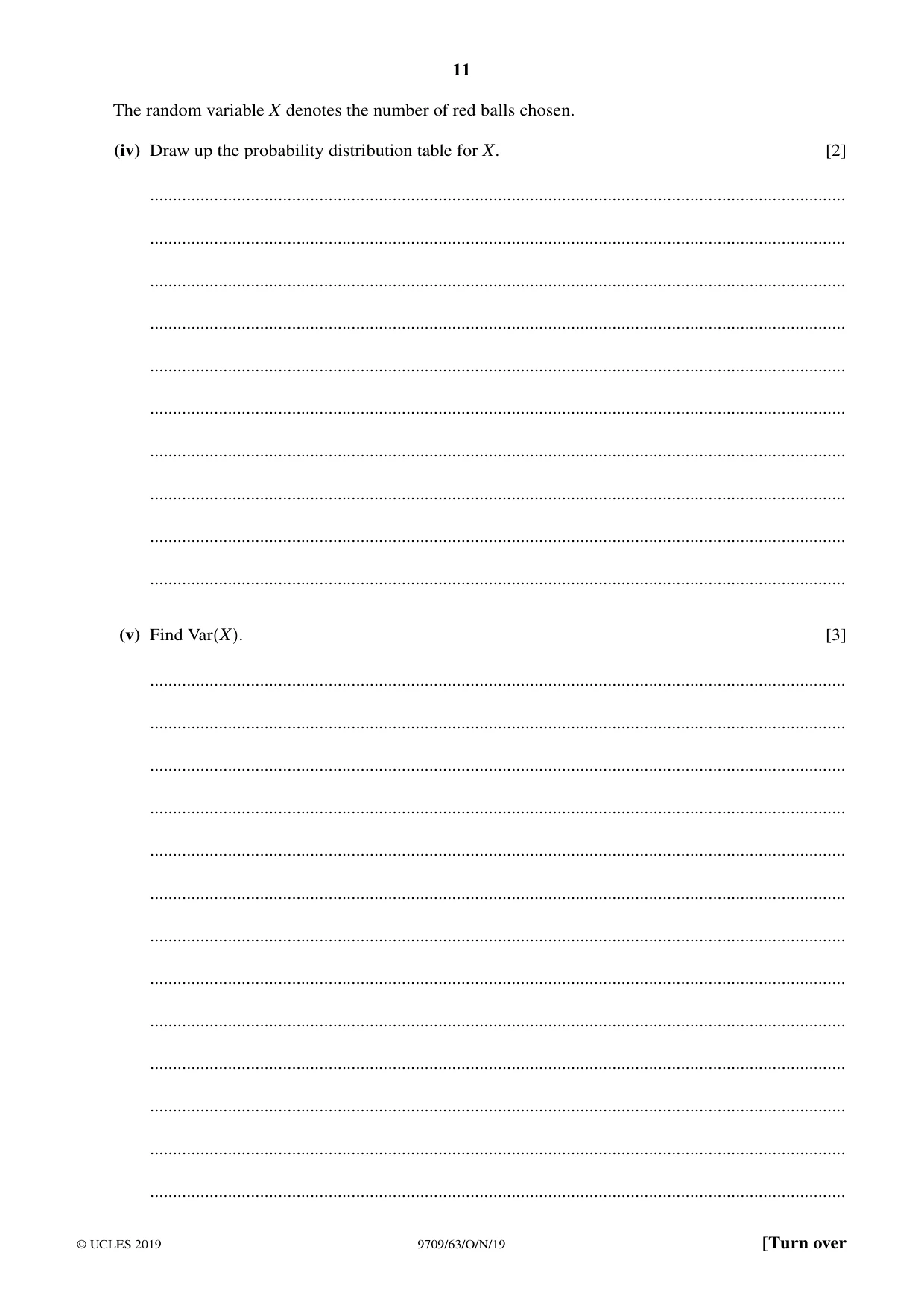 Cambridge A Level Mathematics 9709 2019 Oct/Nov Paper 6 · Variant 3 question paper, page 11 of 16