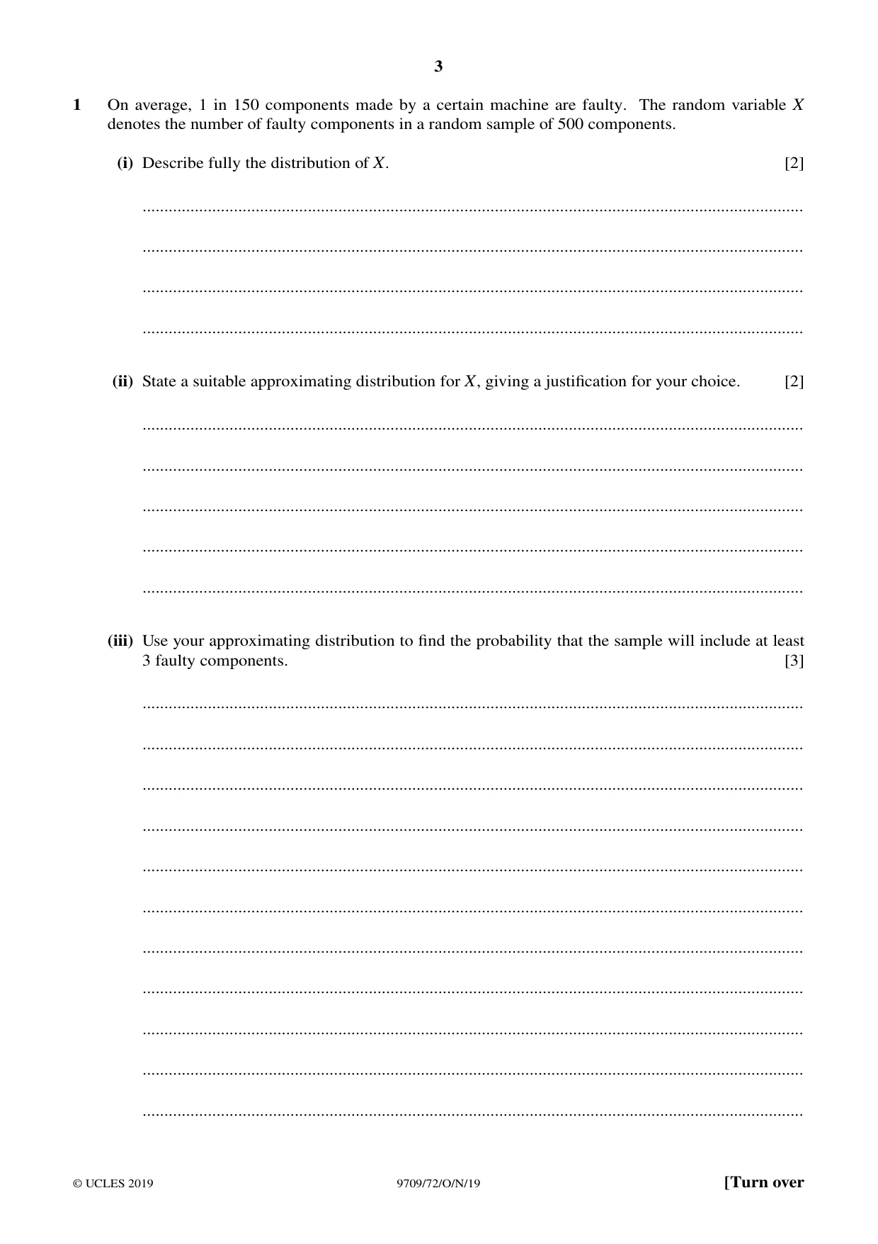 Cambridge A Level Mathematics 9709 2019 Oct/Nov Paper 7 · Variant 2 question paper, page 3 of 16