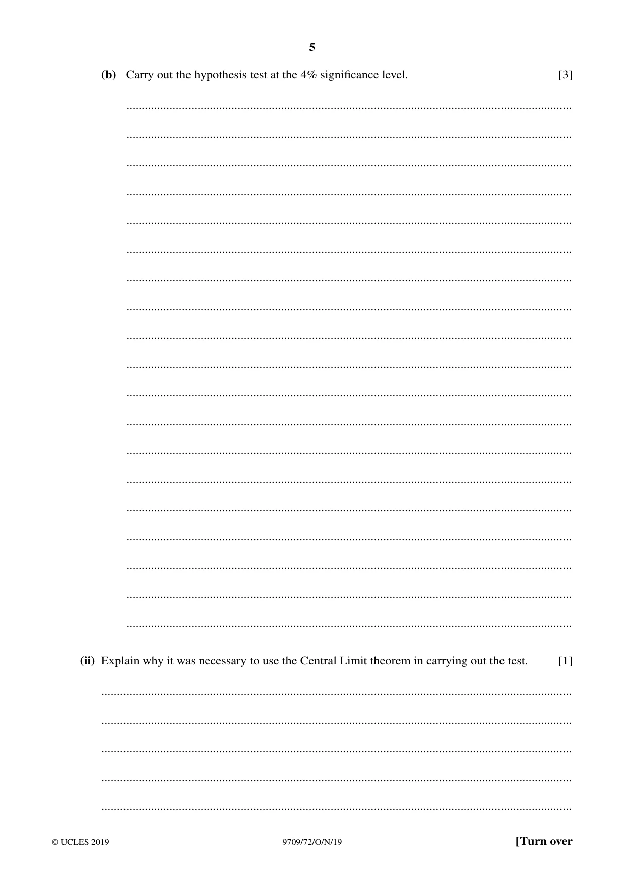 Cambridge A Level Mathematics 9709 2019 Oct/Nov Paper 7 · Variant 2 question paper, page 5 of 16