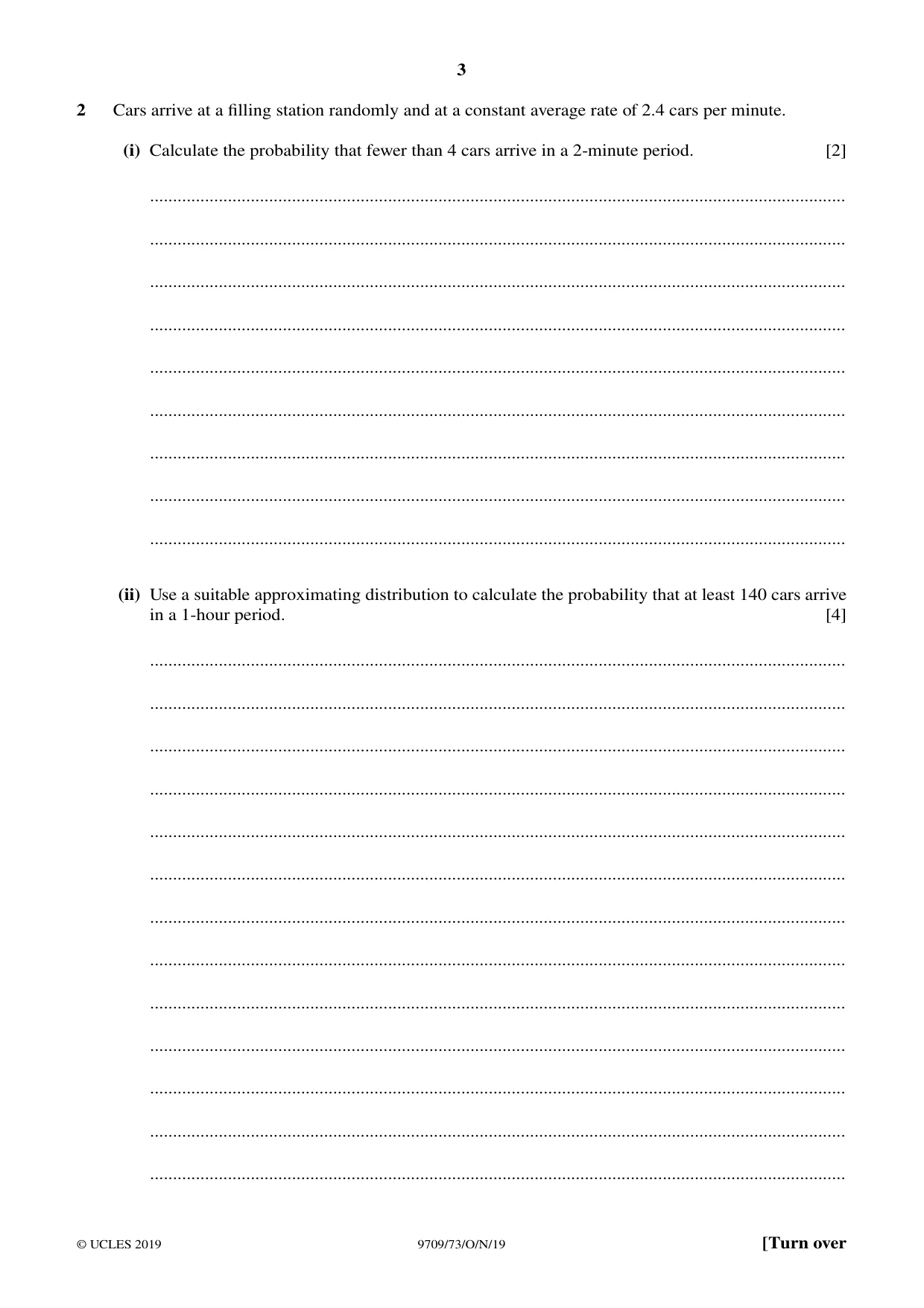 Cambridge A Level Mathematics 9709 2019 Oct/Nov Paper 7 · Variant 3 question paper, page 3 of 16
