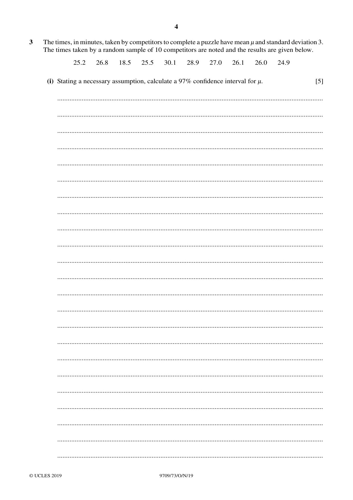 Cambridge A Level Mathematics 9709 2019 Oct/Nov Paper 7 · Variant 3 question paper, page 4 of 16