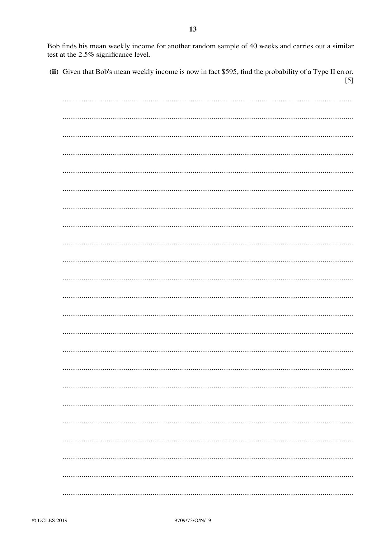 Cambridge A Level Mathematics 9709 2019 Oct/Nov Paper 7 · Variant 3 question paper, page 13 of 16