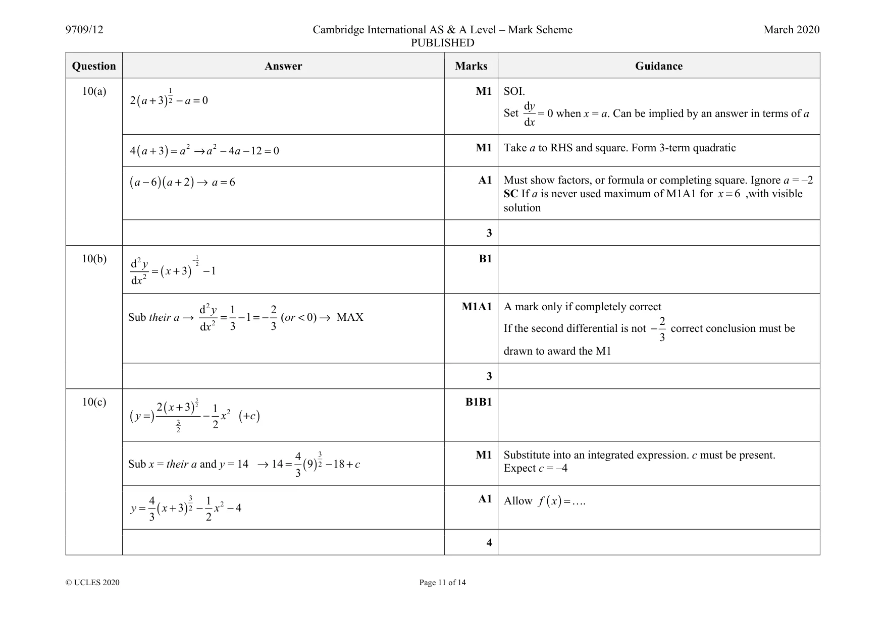Mark scheme, page 11 of 14