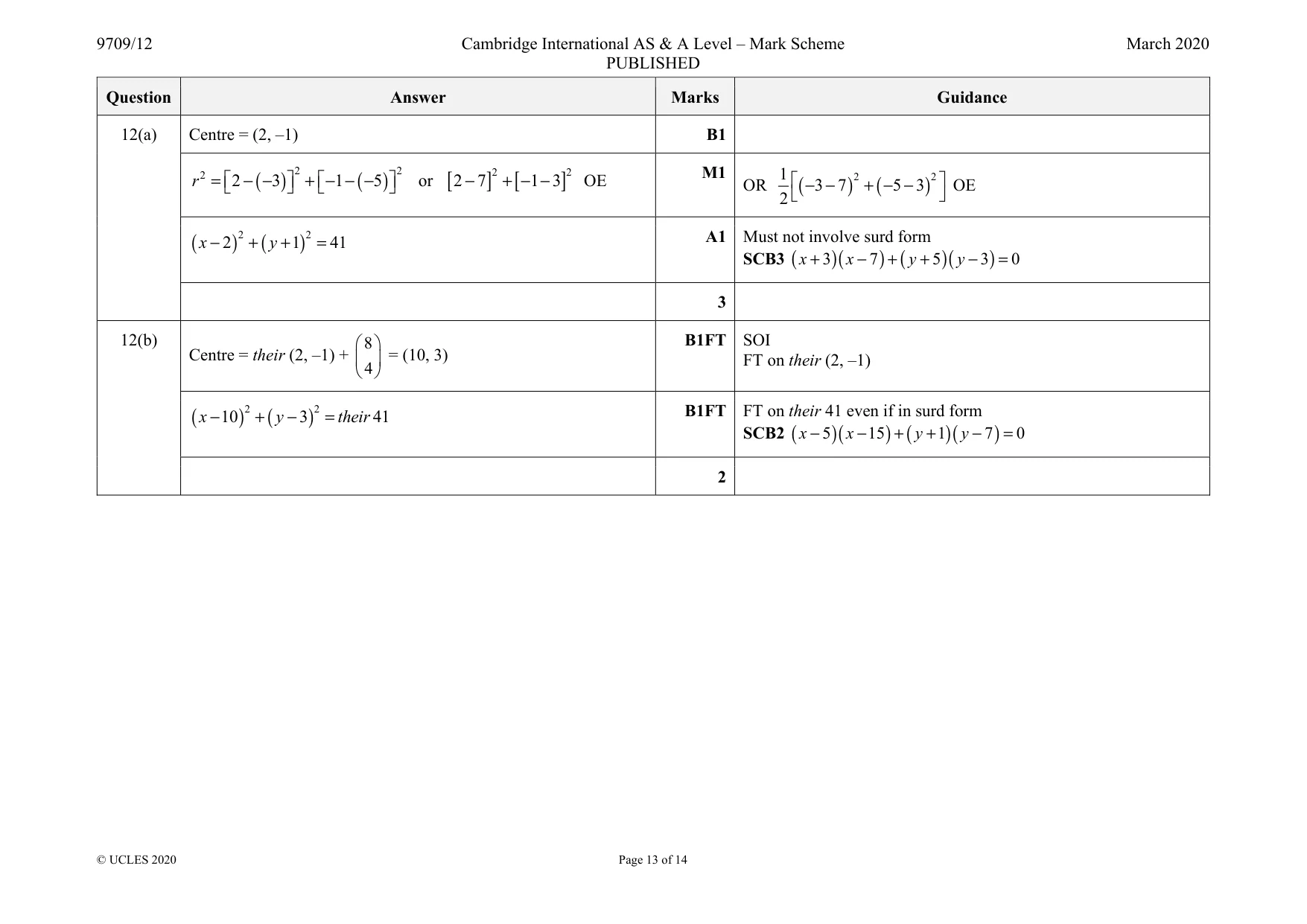 Mark scheme, page 13 of 14
