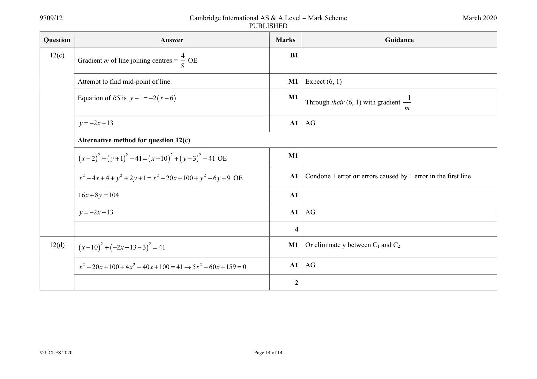 Mark scheme, page 14 of 14