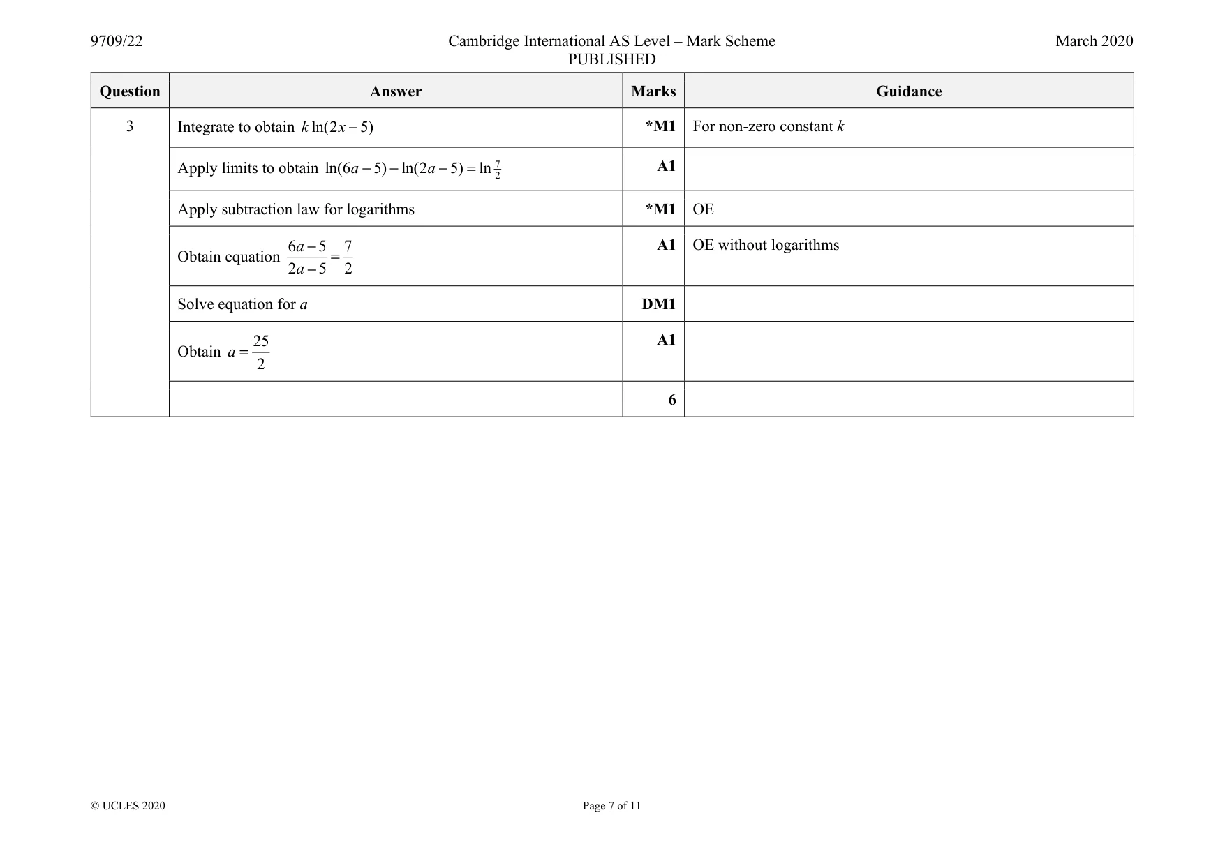 Mark scheme, page 7 of 11