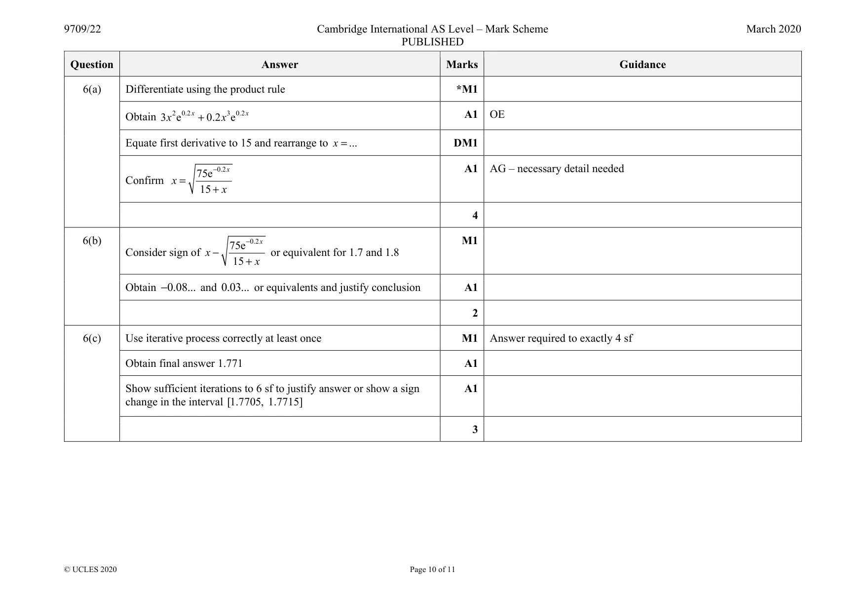 Mark scheme, page 10 of 11