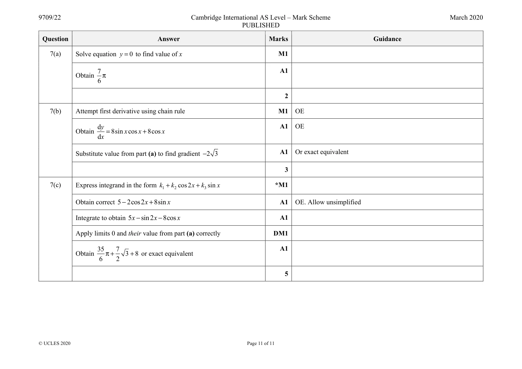 Mark scheme, page 11 of 11