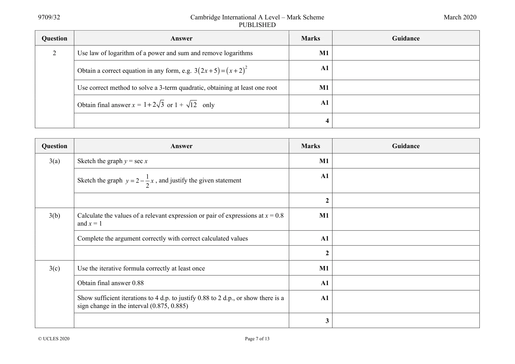 Mark scheme, page 7 of 13