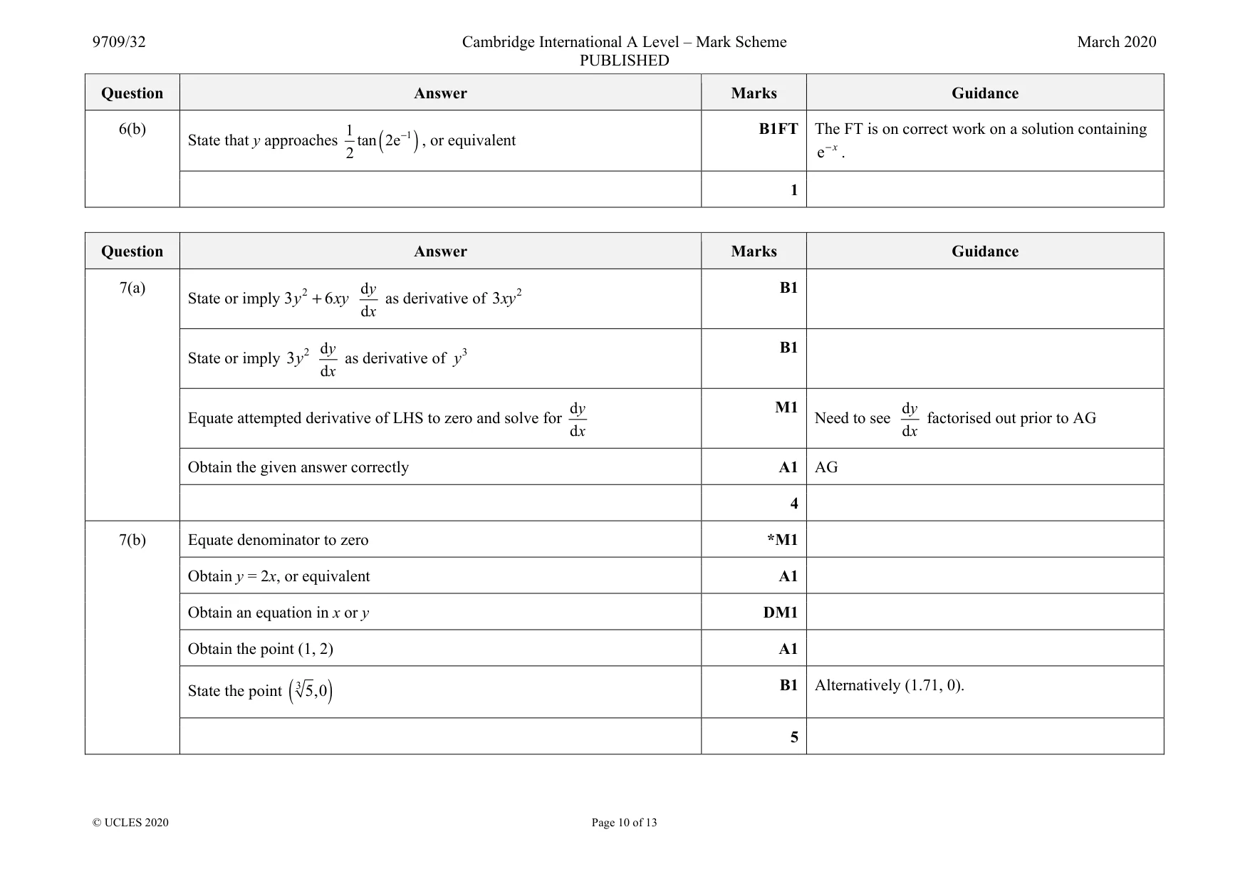 Mark scheme, page 10 of 13